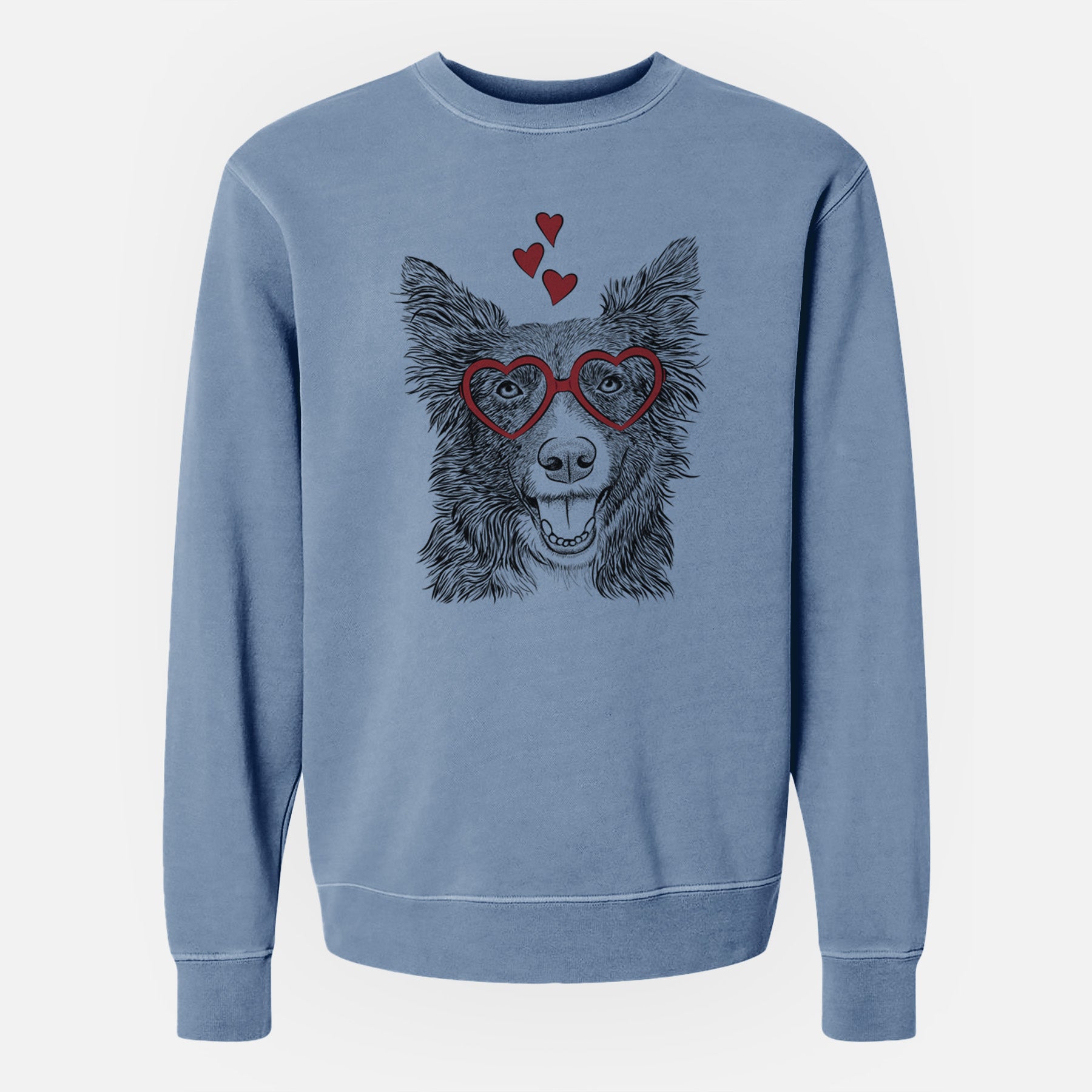 Valentine Marti the Border Collie - Unisex Pigment Dyed Crew Sweatshirt