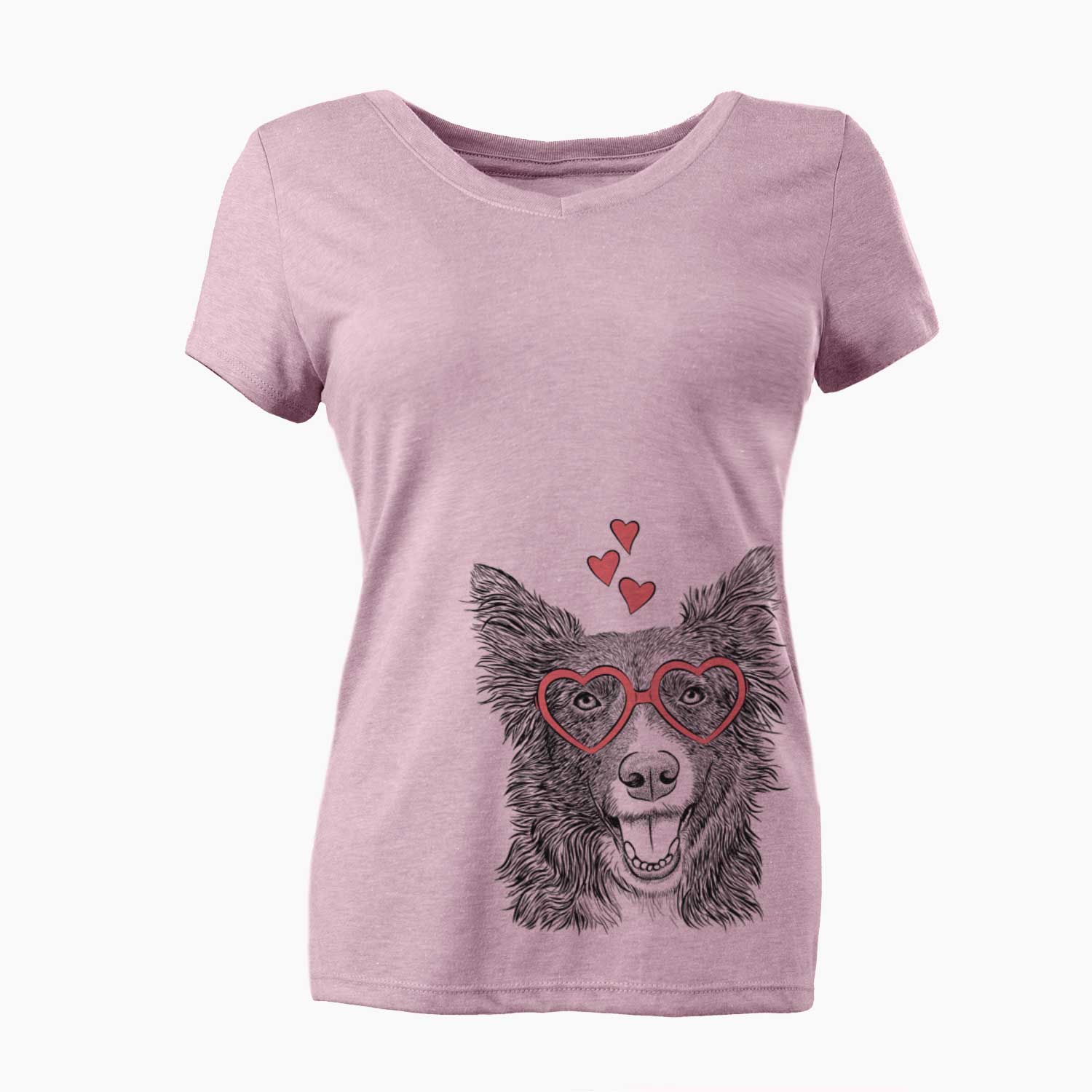 Valentine Marti the Border Collie - Women's V-neck Shirt