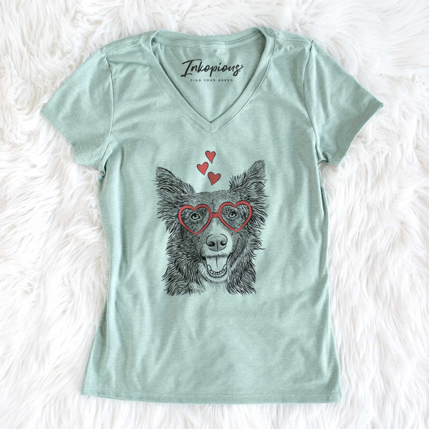Valentine Marti the Border Collie - Women's V-neck Shirt