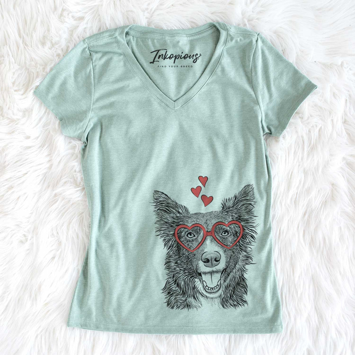 Valentine Marti the Border Collie - Women&#39;s V-neck Shirt