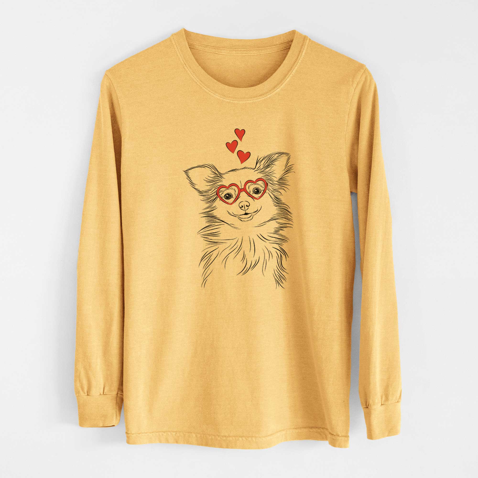 Valentine Marzi the Long Haired Chihuahua - Heavyweight 100% Cotton Long Sleeve