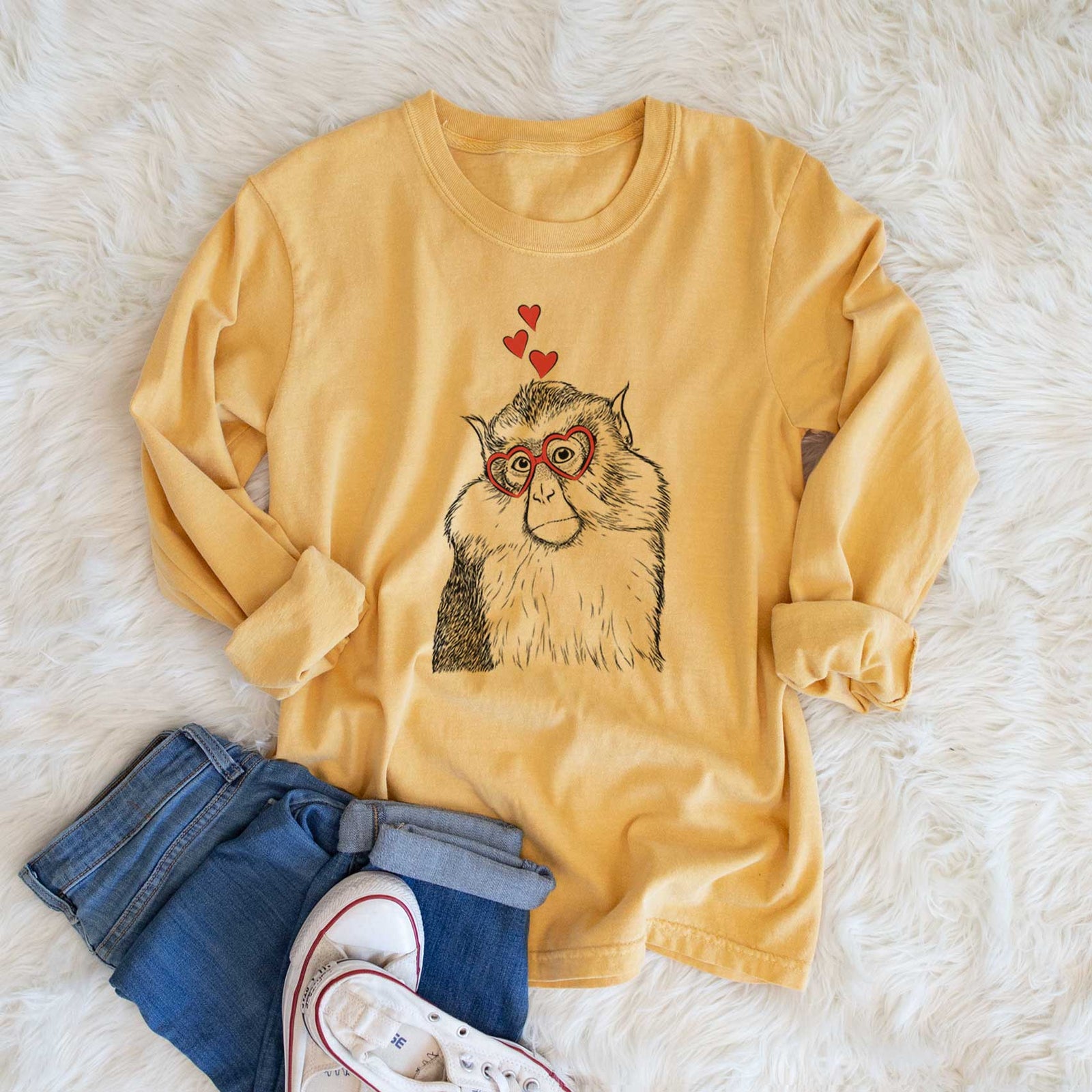 Valentine Matata the Mona Monkey - Heavyweight 100% Cotton Long Sleeve