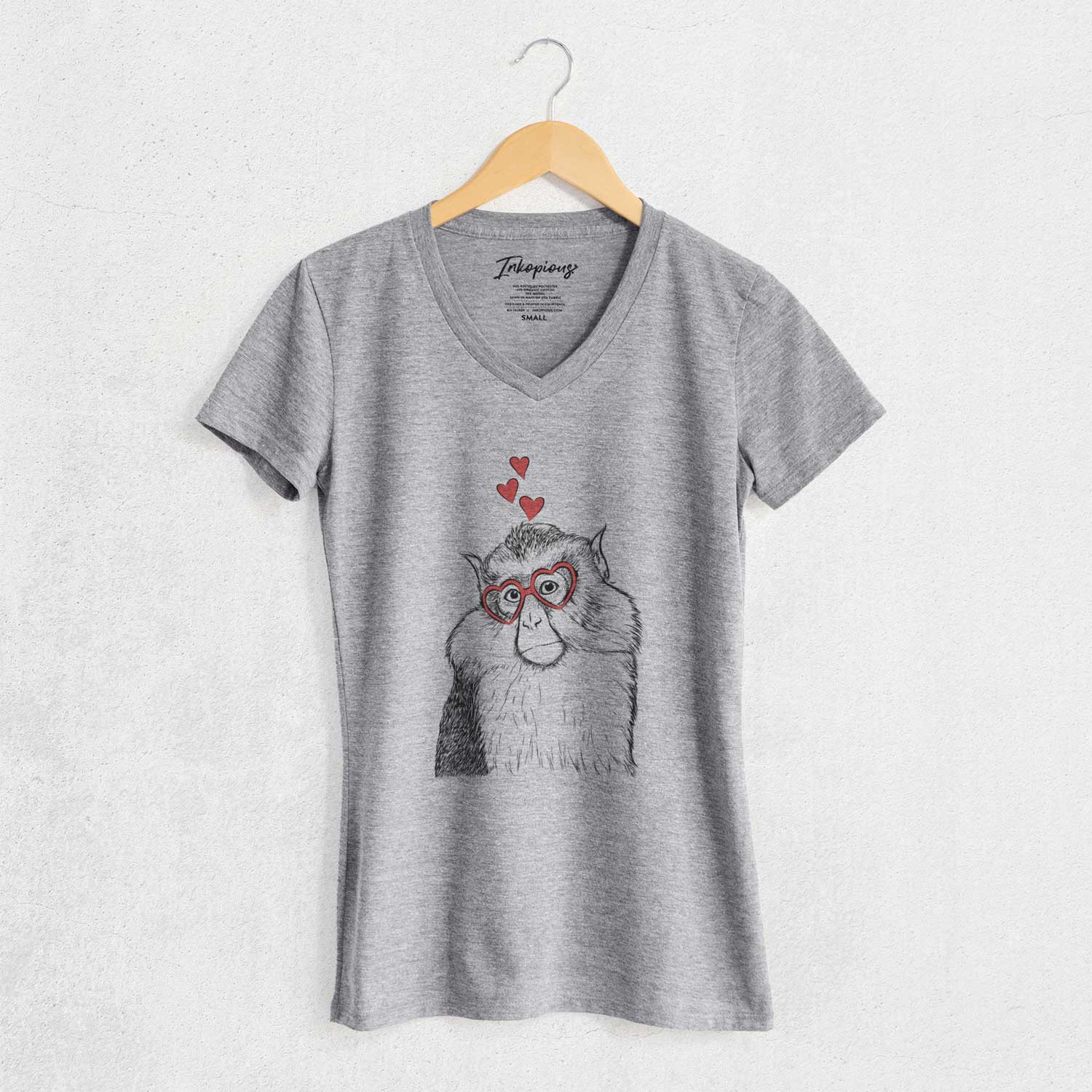 Valentine Matata the Mona Monkey - Women's V-neck Shirt