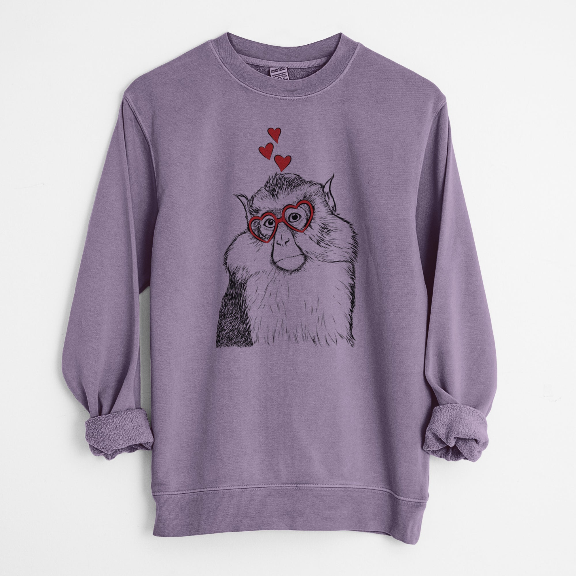 Valentine Matata the Mona Monkey - Unisex Pigment Dyed Crew Sweatshirt