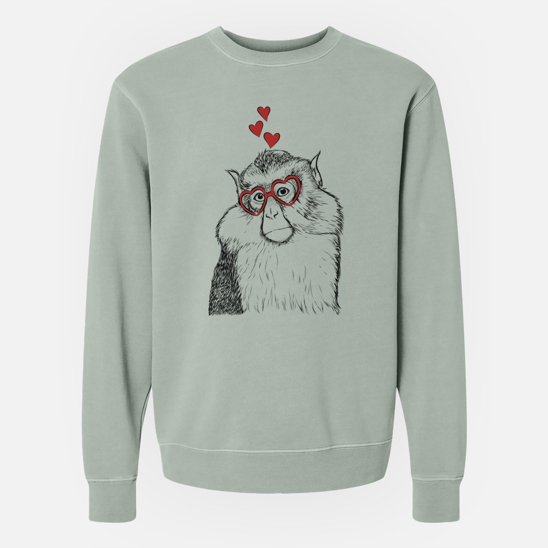 Valentine Matata the Mona Monkey - Unisex Pigment Dyed Crew Sweatshirt