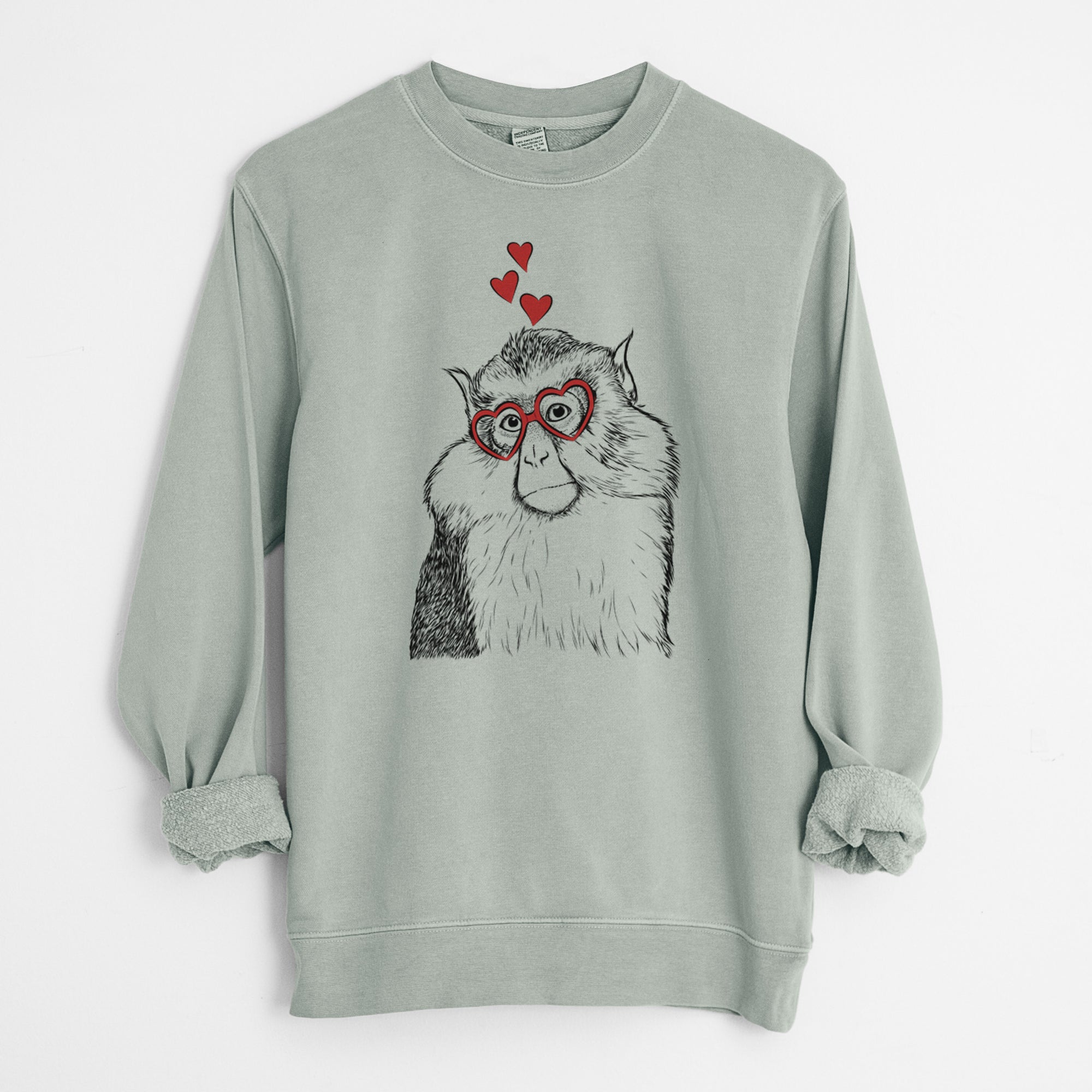 Valentine Matata the Mona Monkey - Unisex Pigment Dyed Crew Sweatshirt