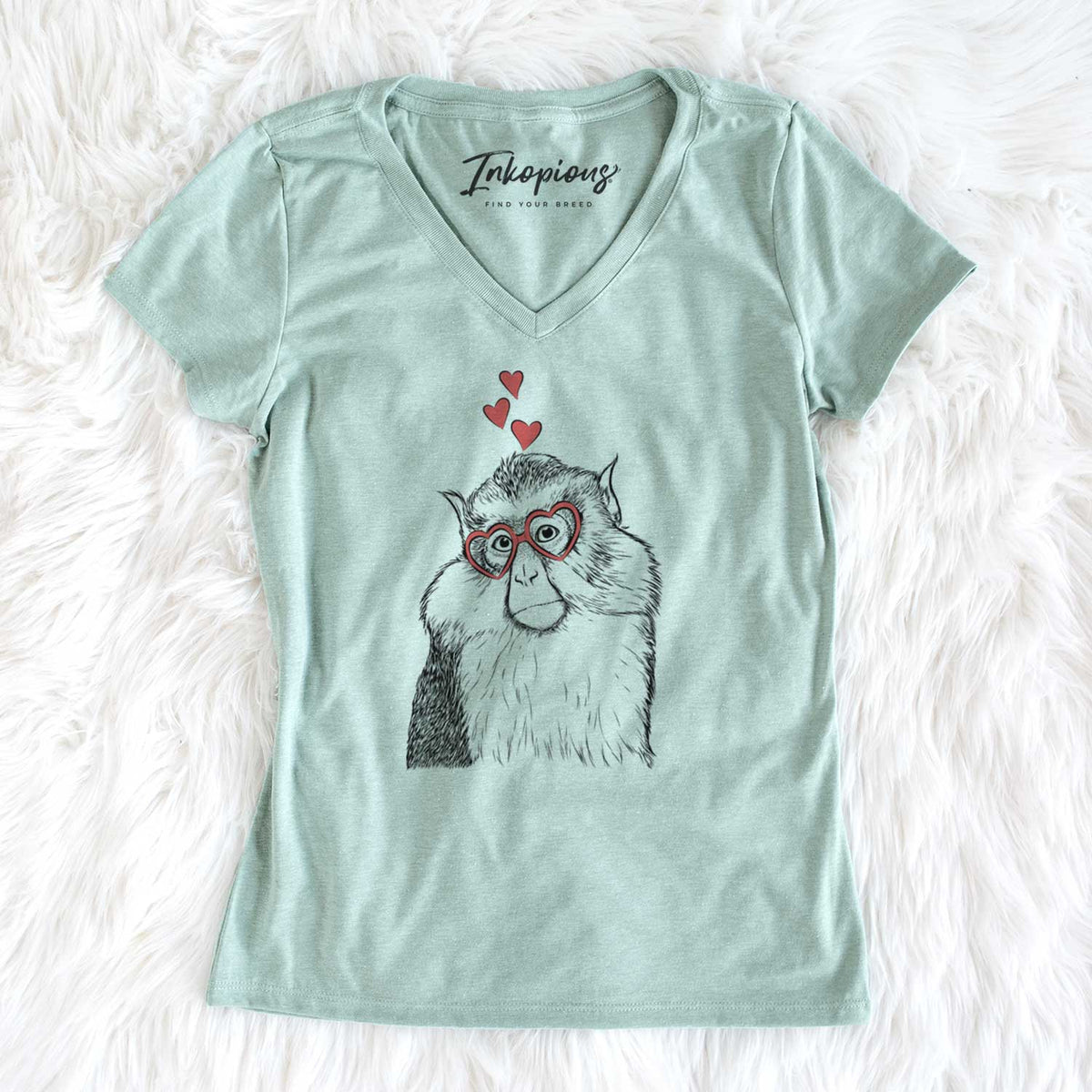 Valentine Matata the Mona Monkey - Women's V-neck Shirt