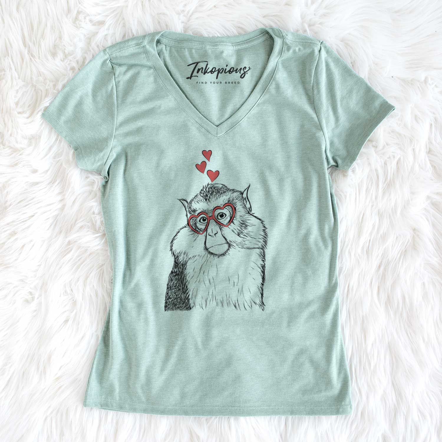 Valentine Matata the Mona Monkey - Women's V-neck Shirt