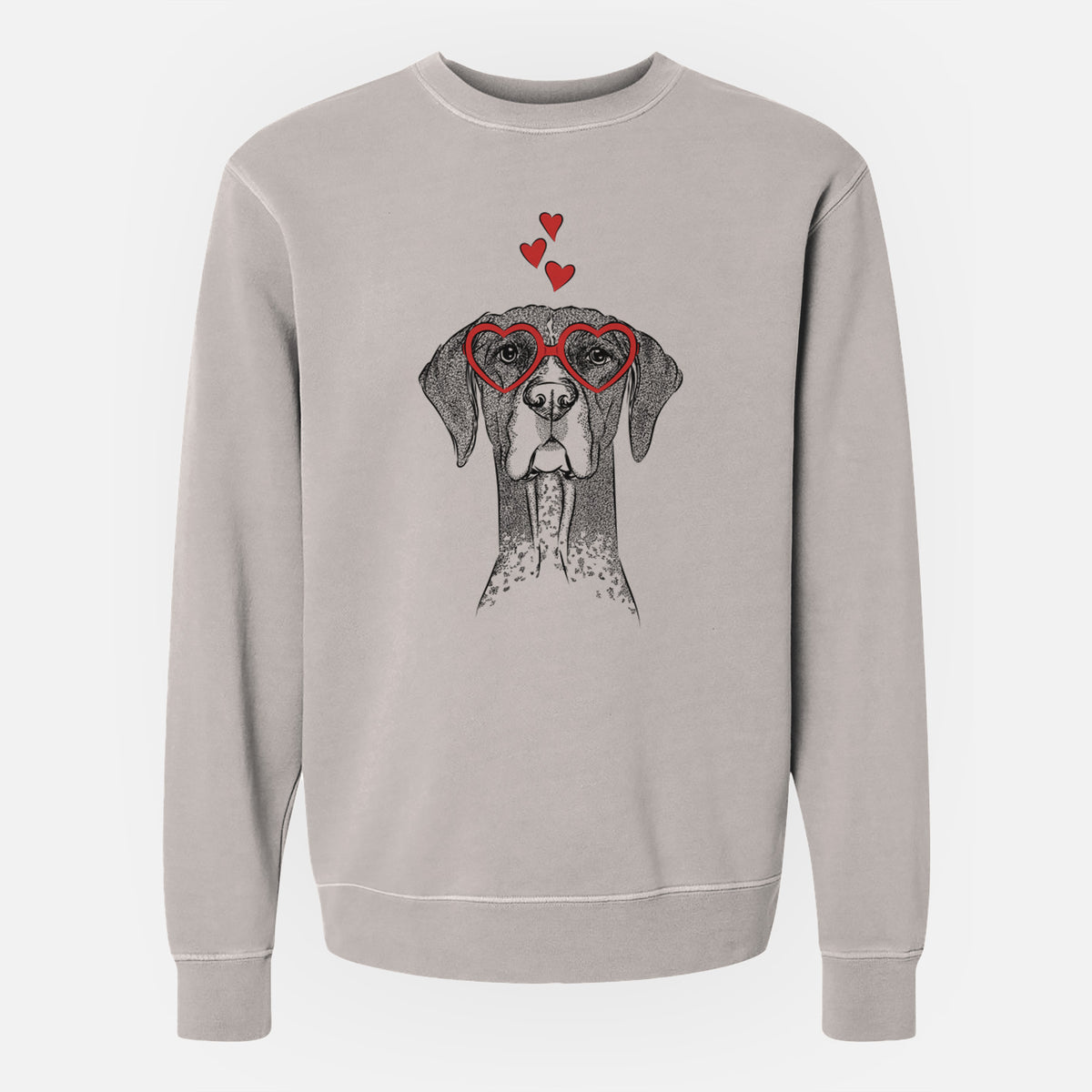 Valentine Mattis the German Shorthaired Pointer - Unisex Pigment Dyed Crew Sweatshirt