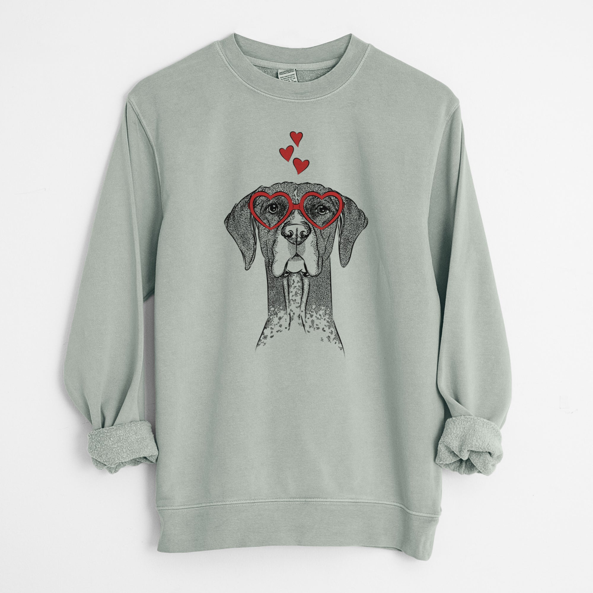 Valentine Mattis the German Shorthaired Pointer - Unisex Pigment Dyed Crew Sweatshirt