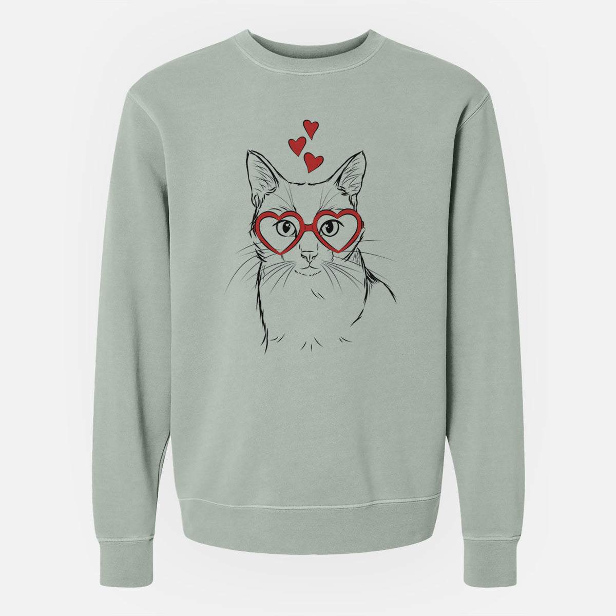 Valentine Maverick the Cat - Unisex Pigment Dyed Crew Sweatshirt