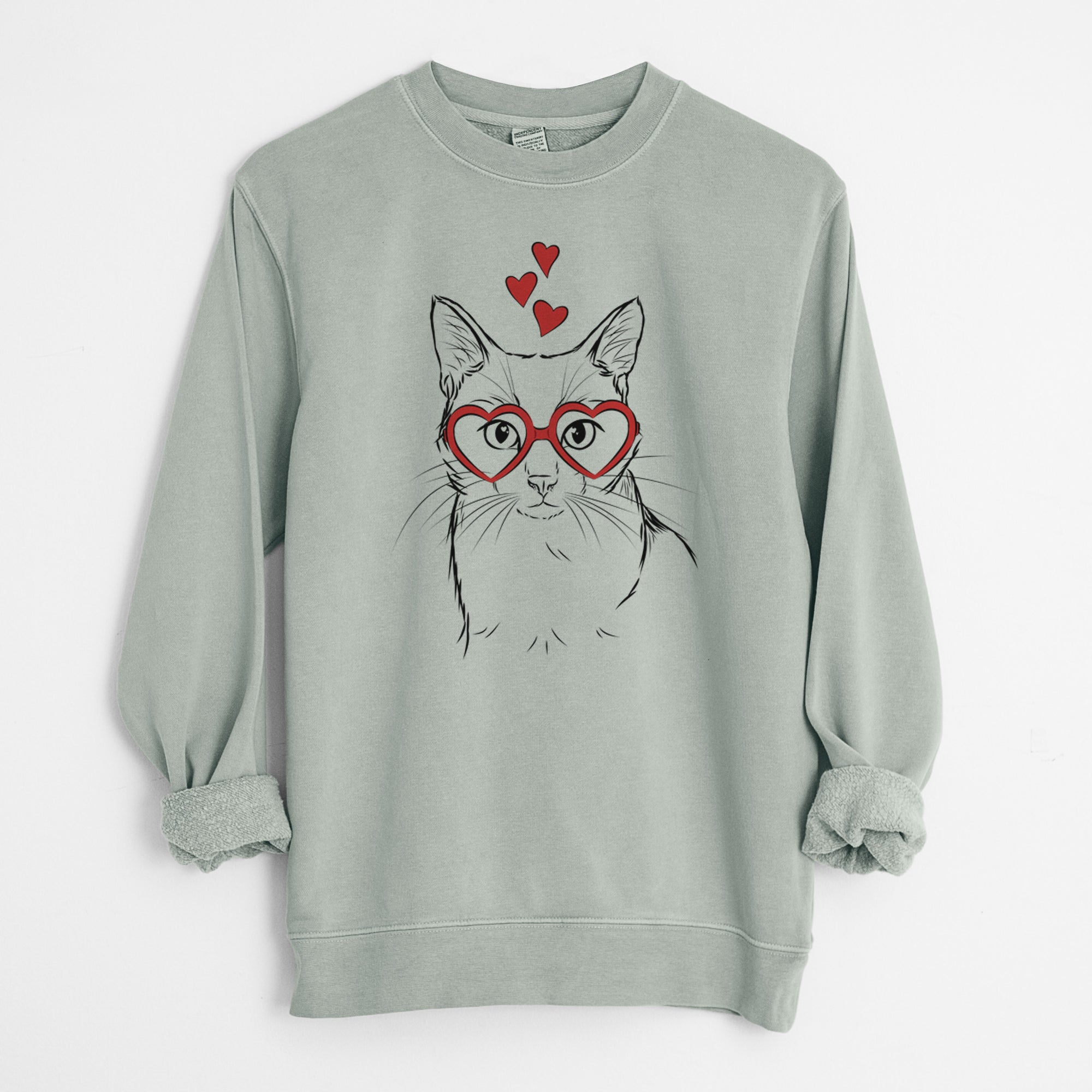 Valentine Maverick the Cat - Unisex Pigment Dyed Crew Sweatshirt