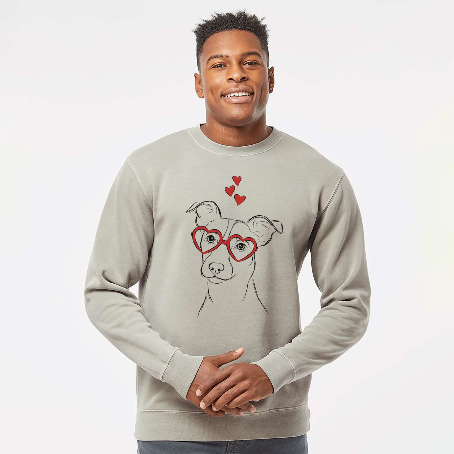 Valentine Max the Jack Russell Terrier - Unisex Pigment Dyed Crew Sweatshirt