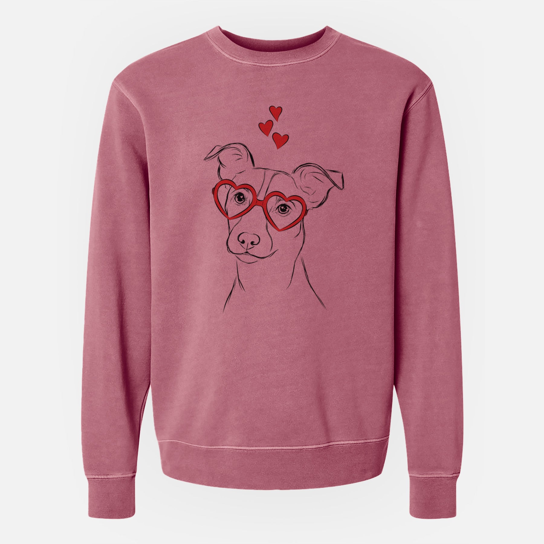 Valentine Max the Jack Russell Terrier - Unisex Pigment Dyed Crew Sweatshirt