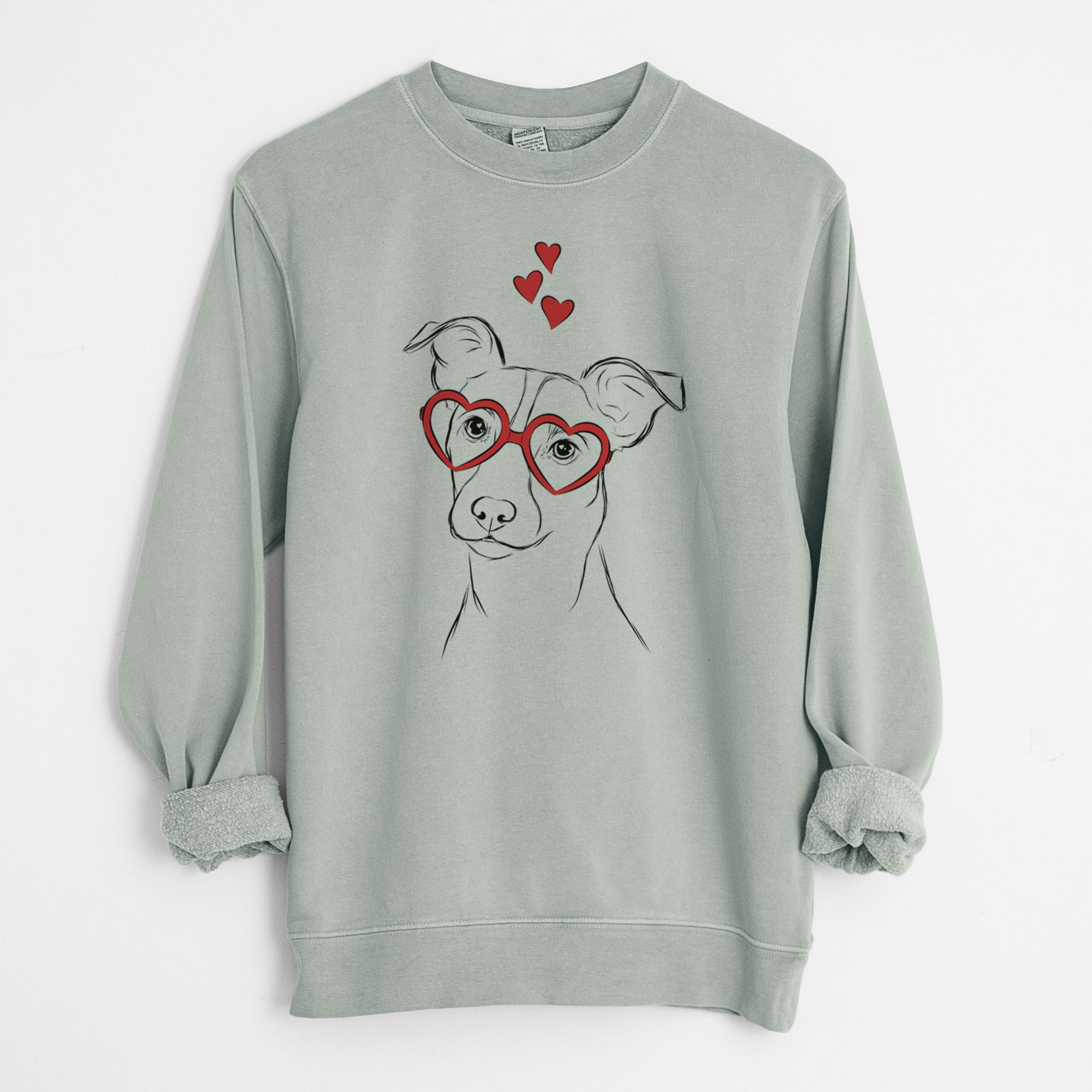 Valentine Max the Jack Russell Terrier - Unisex Pigment Dyed Crew Sweatshirt