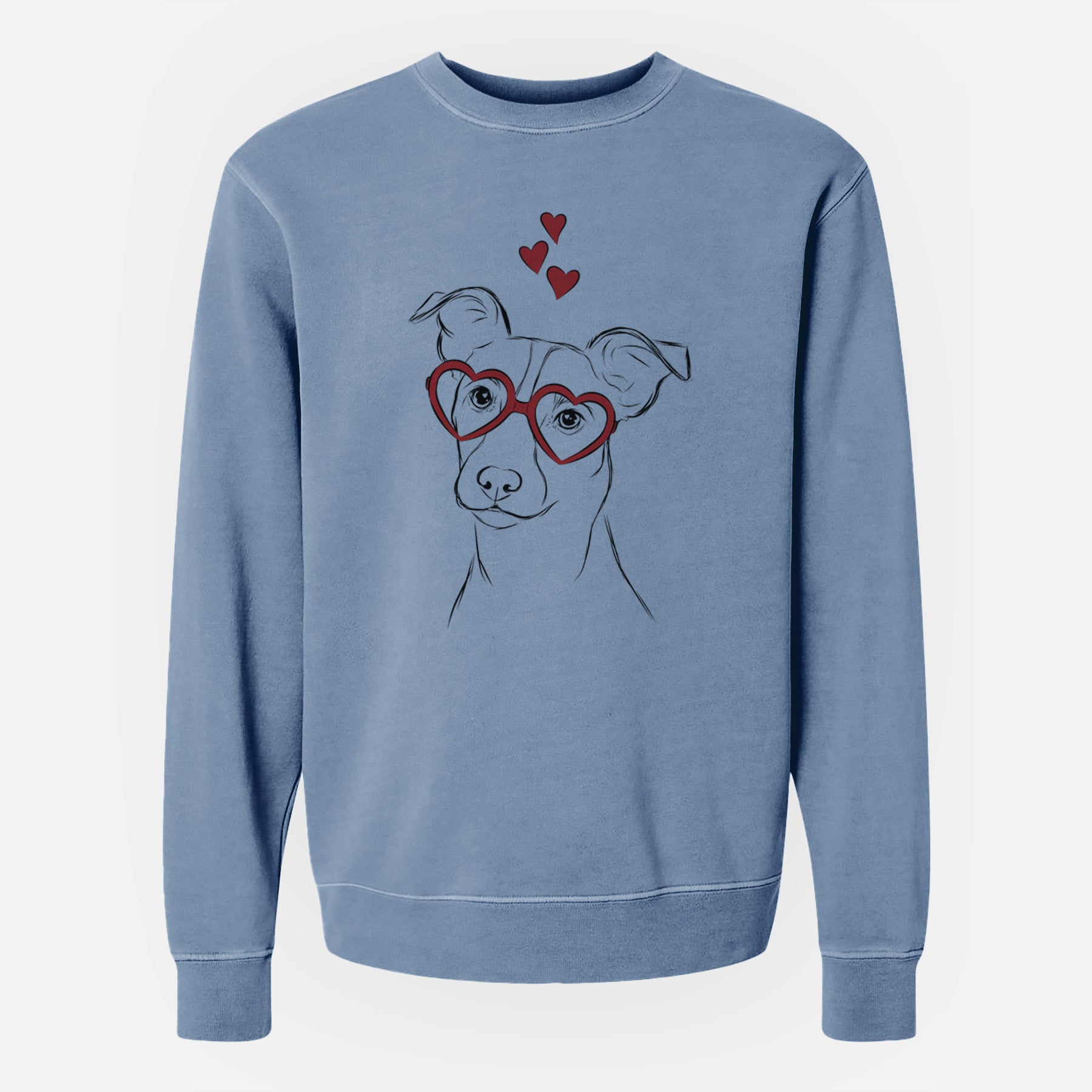 Valentine Max the Jack Russell Terrier - Unisex Pigment Dyed Crew Sweatshirt