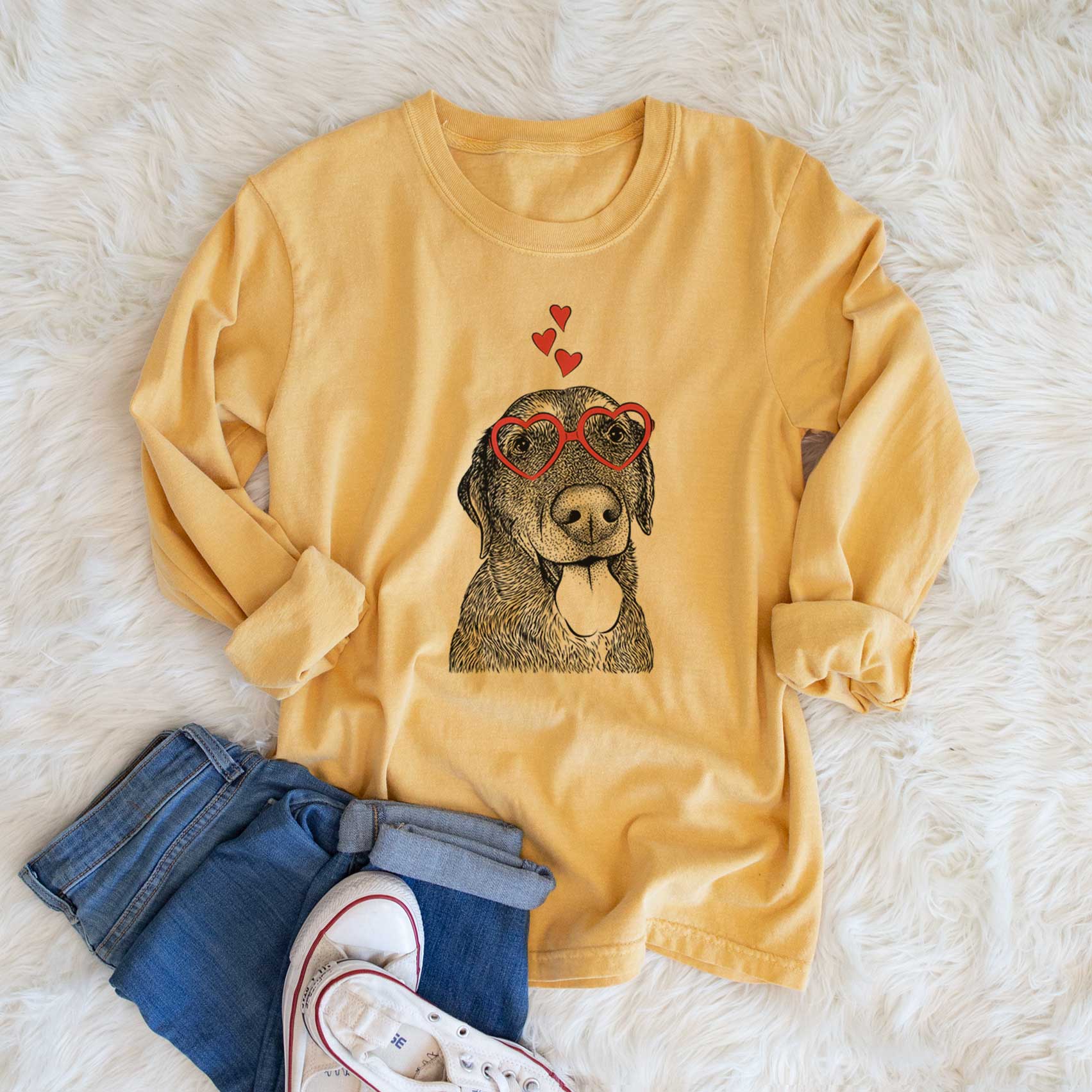 Valentine Max the Labrador Retriever - Heavyweight 100% Cotton Long Sleeve