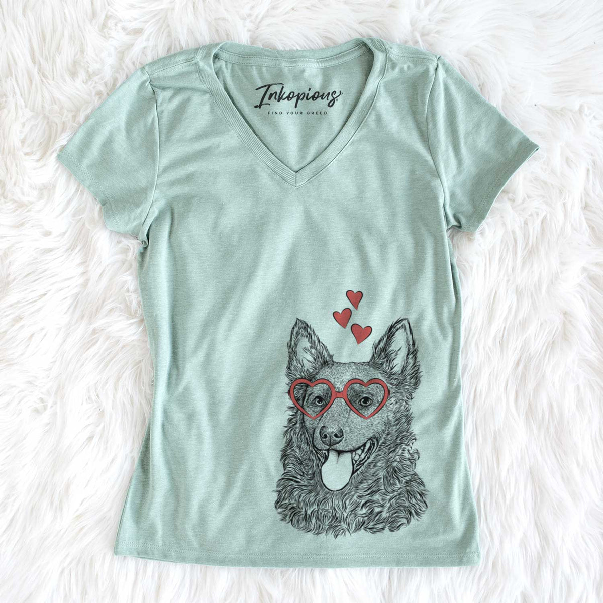 Valentine Maximo the Mudi - Women&#39;s V-neck Shirt