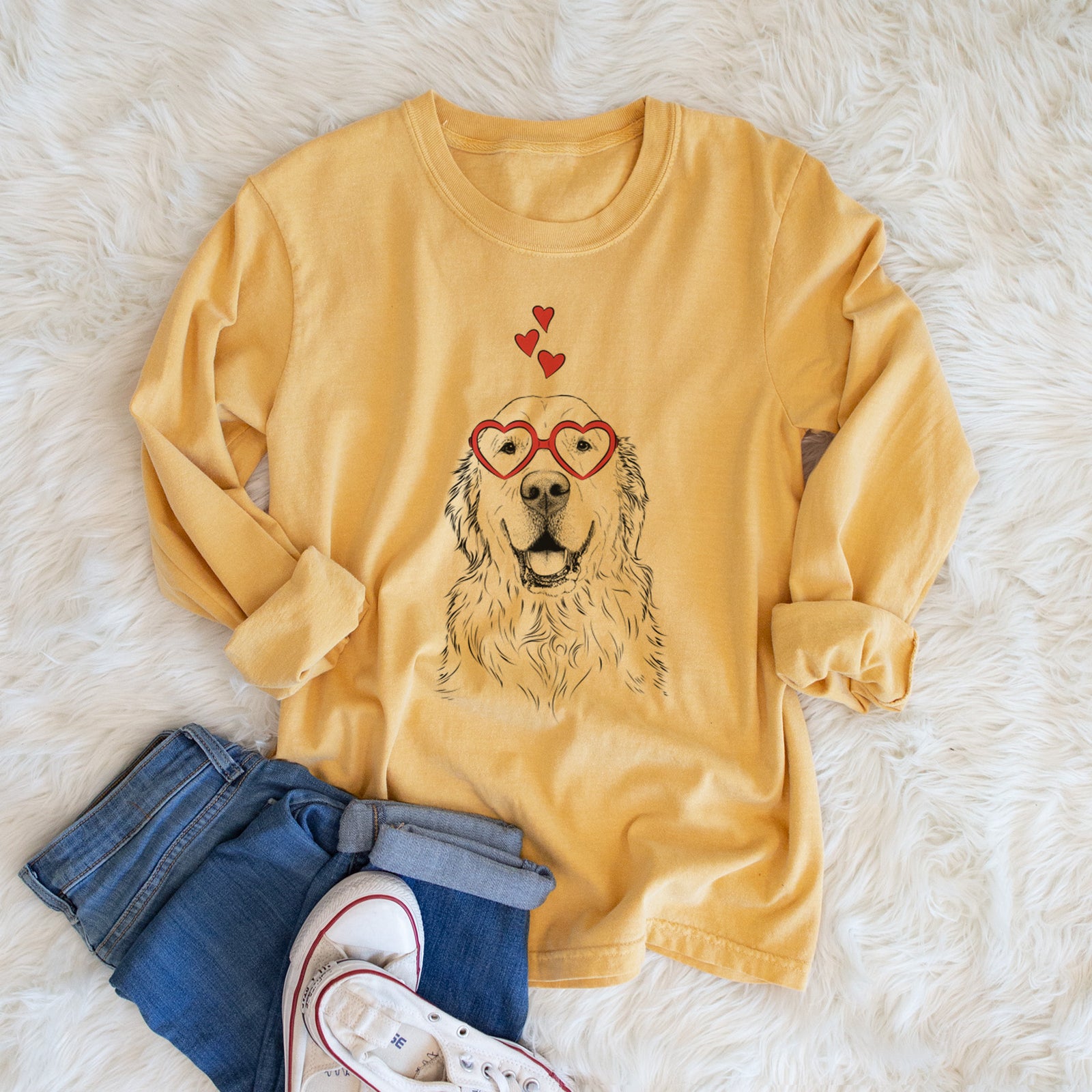 Valentine Maximus the Golden Retriever - Heavyweight 100% Cotton Long Sleeve