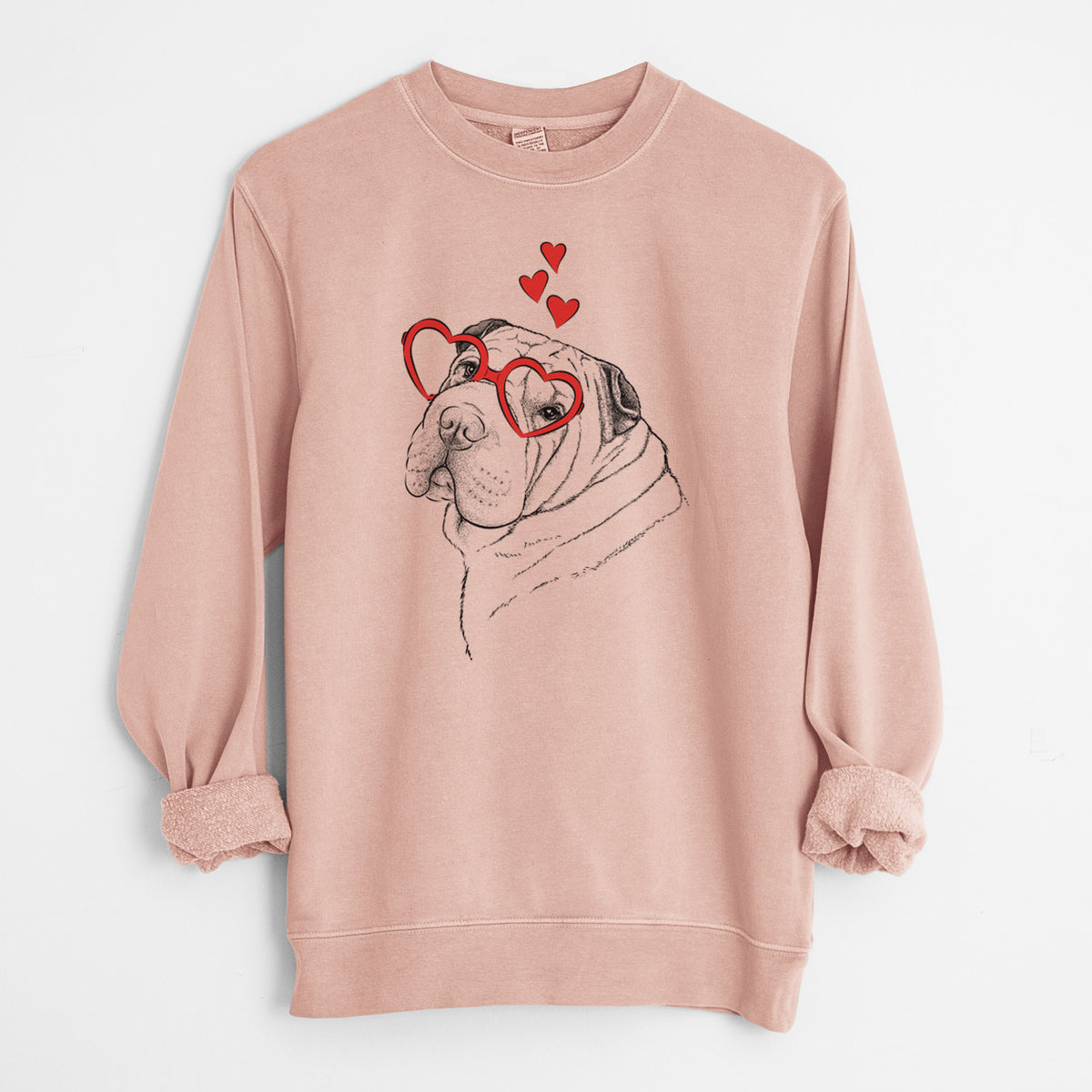 Valentine Maximus the Shar Pei - Unisex Pigment Dyed Crew Sweatshirt