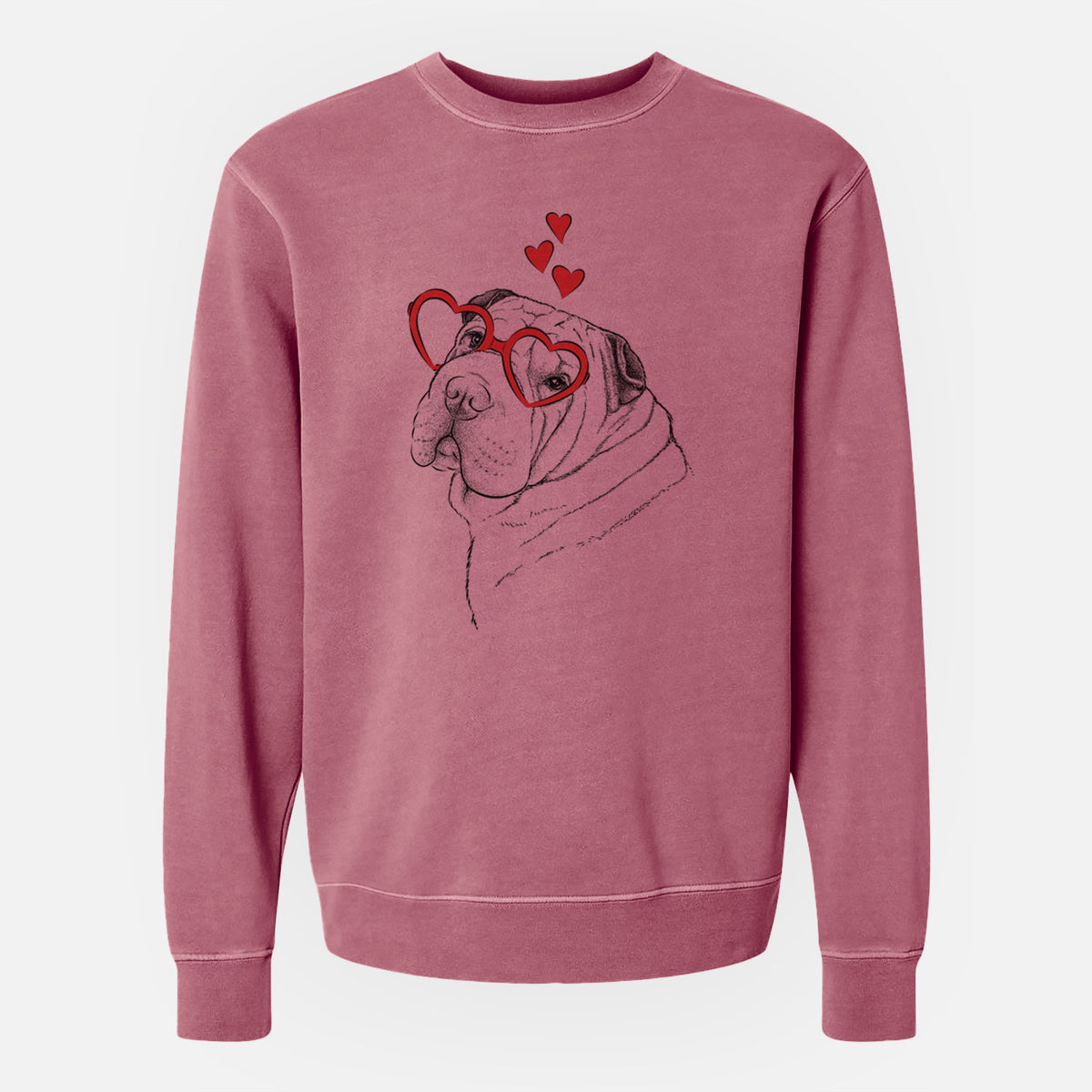 Valentine Maximus the Shar Pei - Unisex Pigment Dyed Crew Sweatshirt