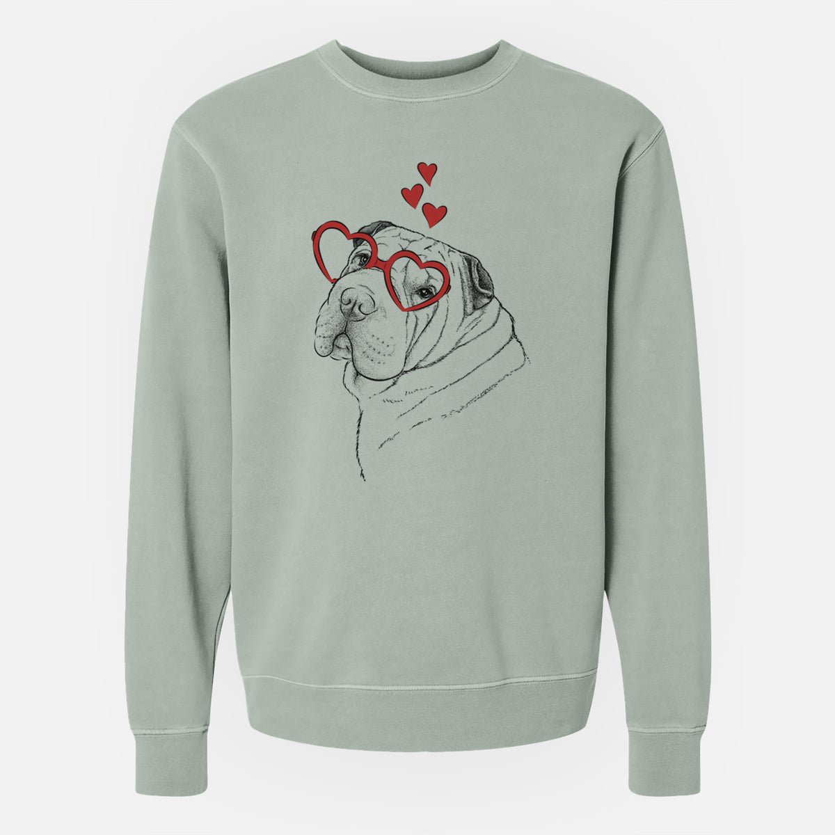 Valentine Maximus the Shar Pei - Unisex Pigment Dyed Crew Sweatshirt