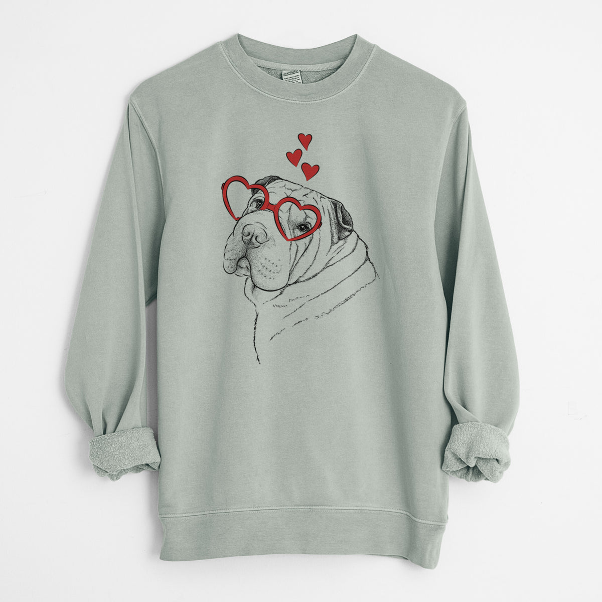 Valentine Maximus the Shar Pei - Unisex Pigment Dyed Crew Sweatshirt