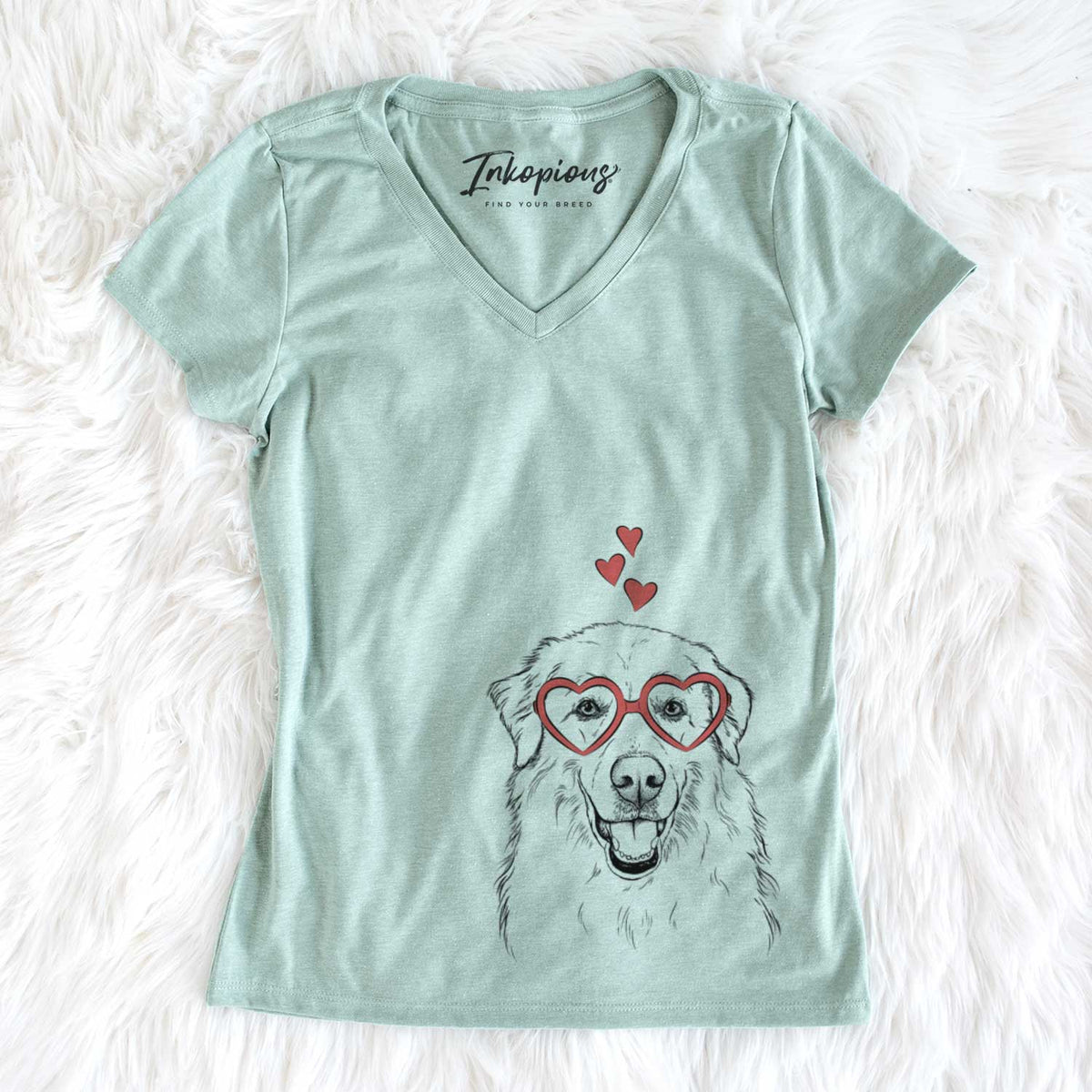 Valentine Meg the Great Pyrenees - Women's V-neck Shirt