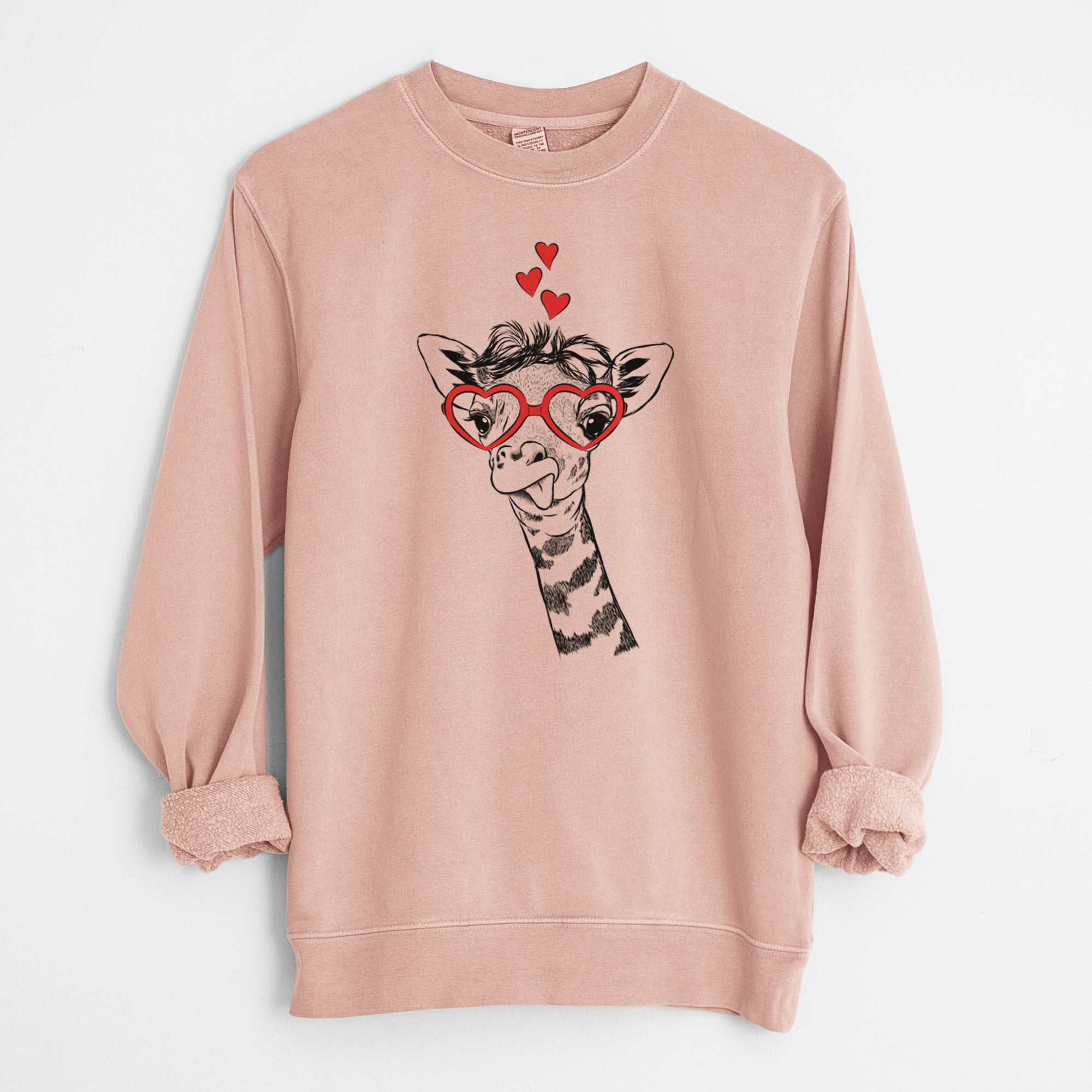 Valentine Mel the Baby Giraffe - Unisex Pigment Dyed Crew Sweatshirt