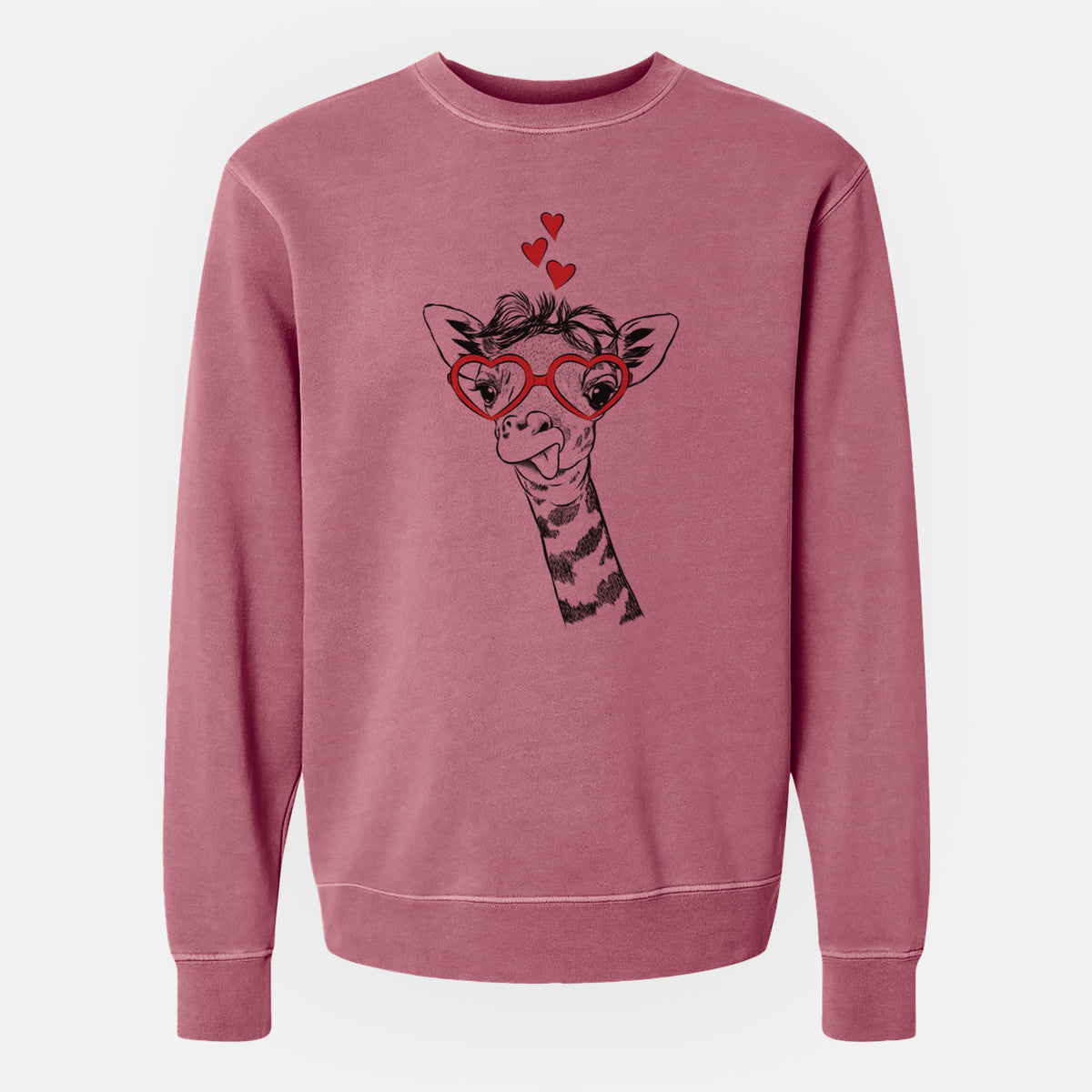 Valentine Mel the Baby Giraffe - Unisex Pigment Dyed Crew Sweatshirt