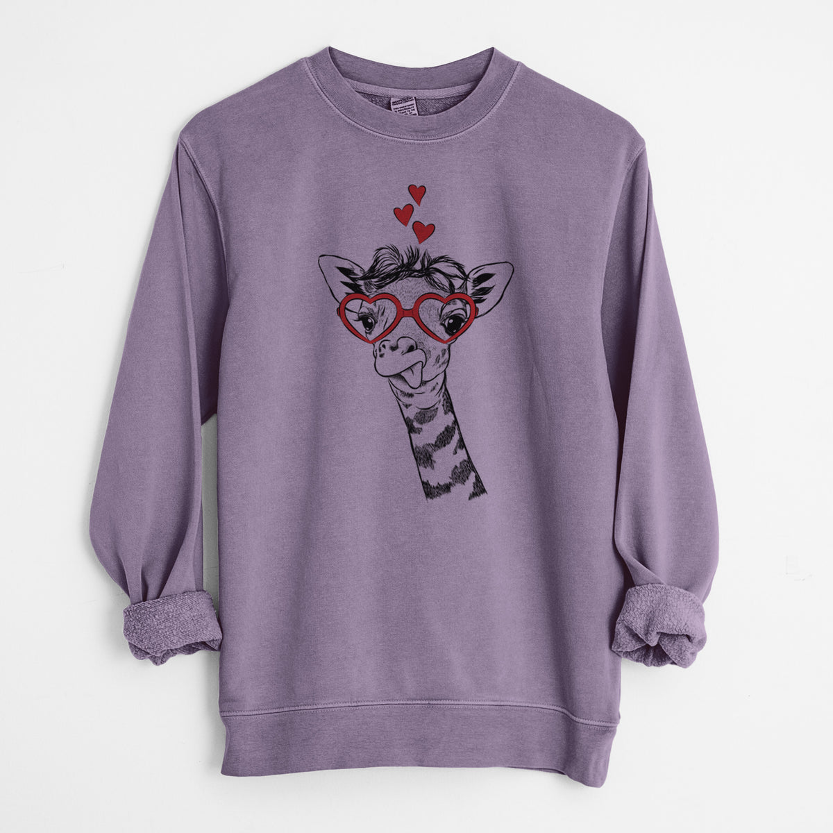 Valentine Mel the Baby Giraffe - Unisex Pigment Dyed Crew Sweatshirt