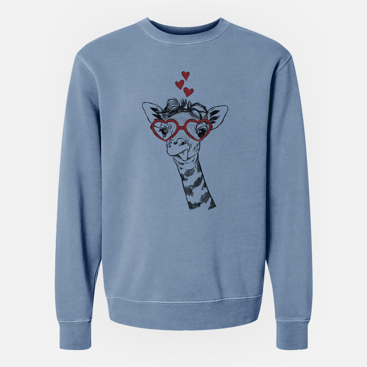 Valentine Mel the Baby Giraffe - Unisex Pigment Dyed Crew Sweatshirt
