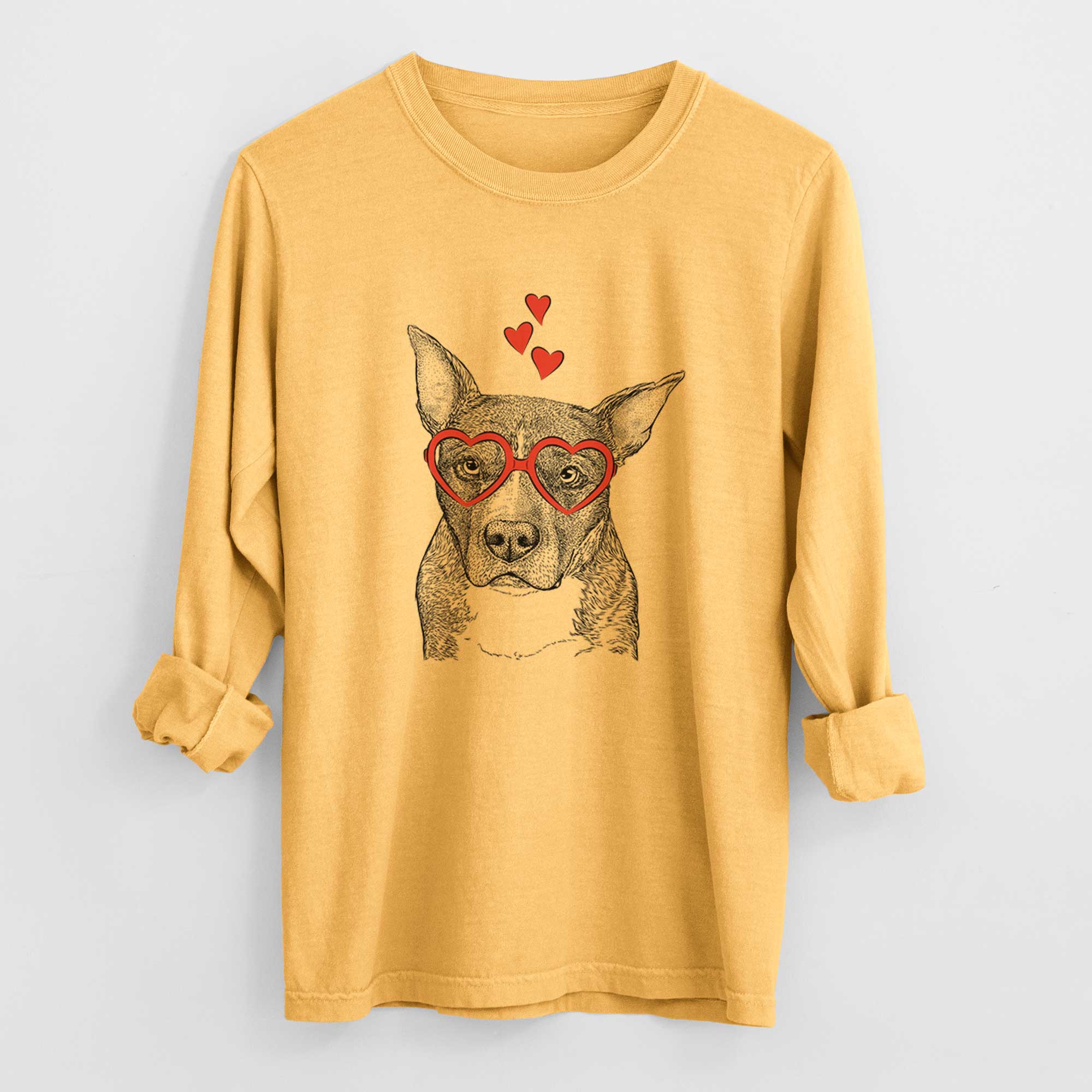 Valentine Mercy the Pitbull - Heavyweight 100% Cotton Long Sleeve