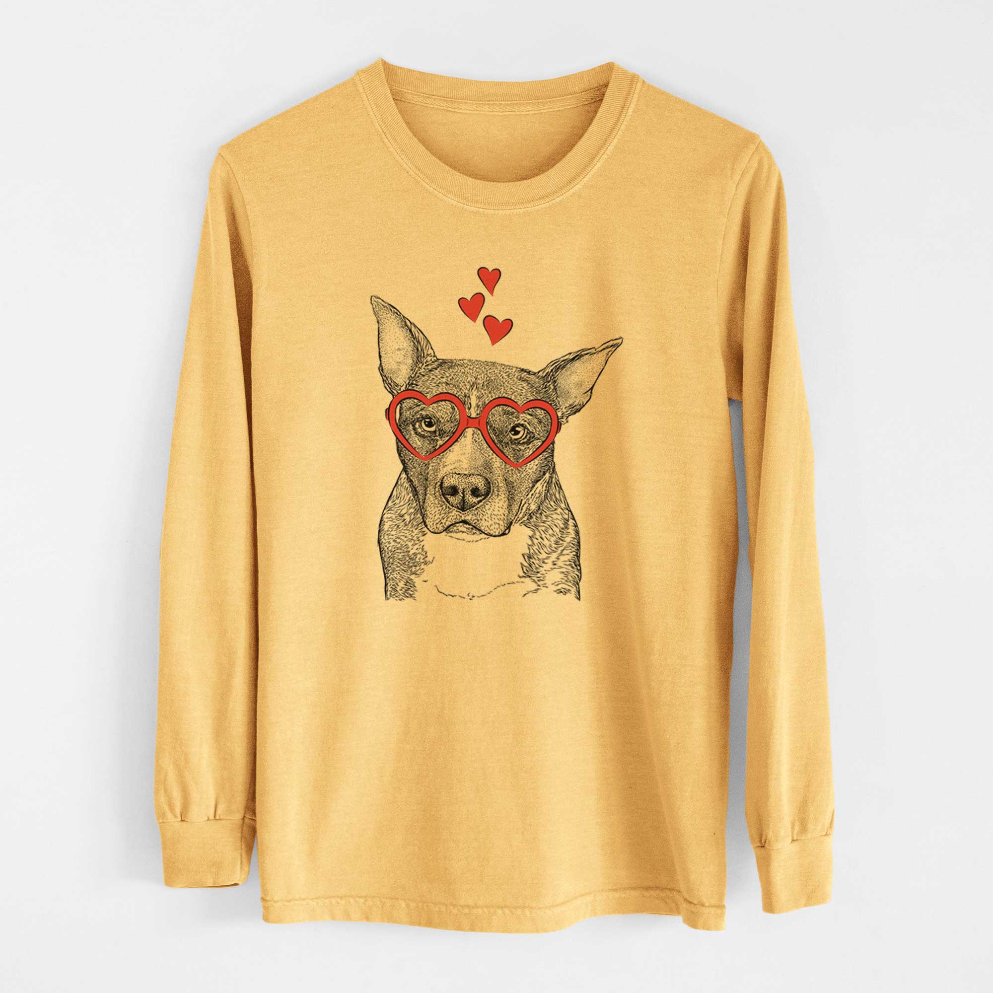 Valentine Mercy the Pitbull - Heavyweight 100% Cotton Long Sleeve