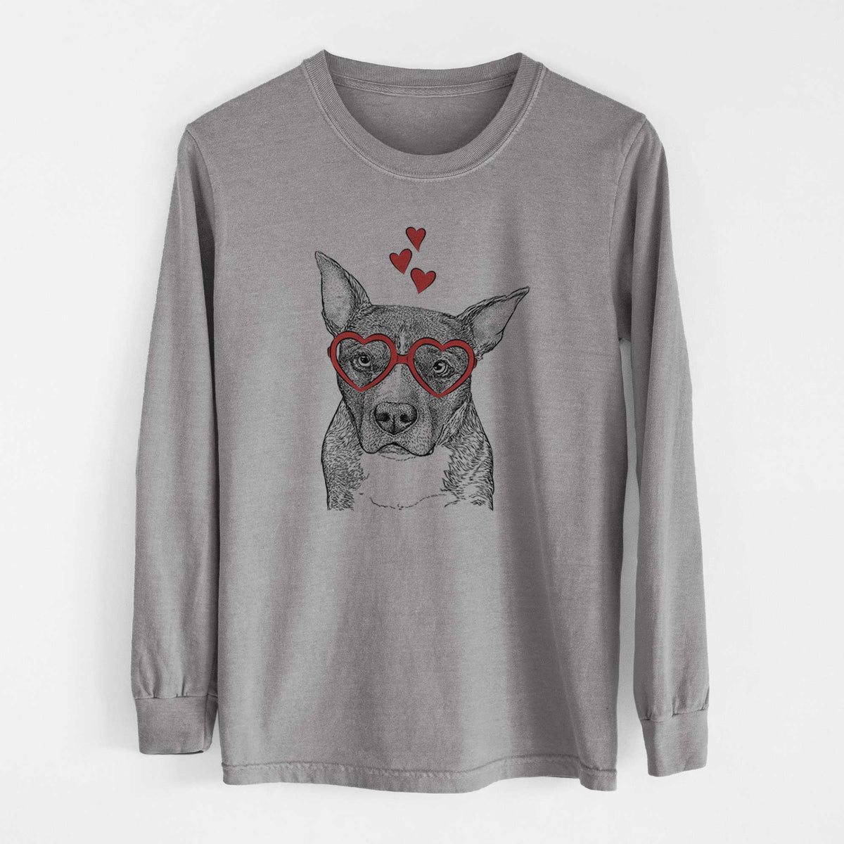 Valentine Mercy the Pitbull - Heavyweight 100% Cotton Long Sleeve