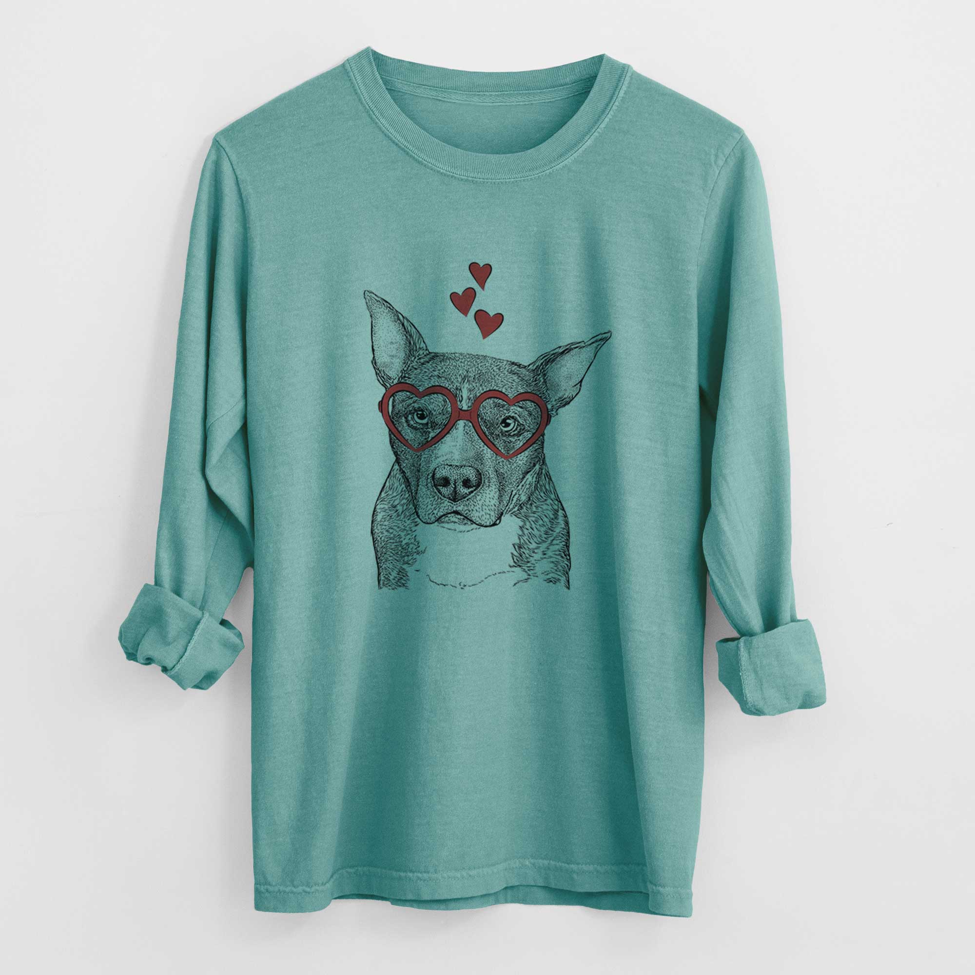 Valentine Mercy the Pitbull - Heavyweight 100% Cotton Long Sleeve