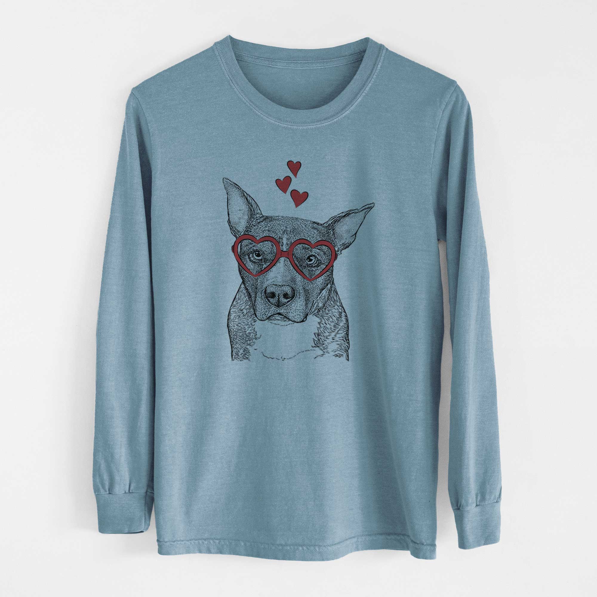 Valentine Mercy the Pitbull - Heavyweight 100% Cotton Long Sleeve