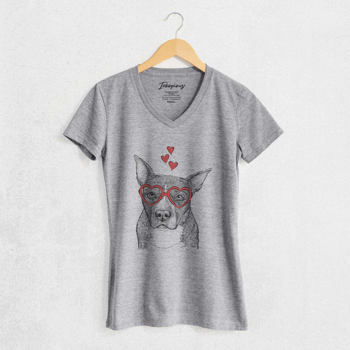 Valentine Mercy the Pitbull - Women's V-neck Shirt