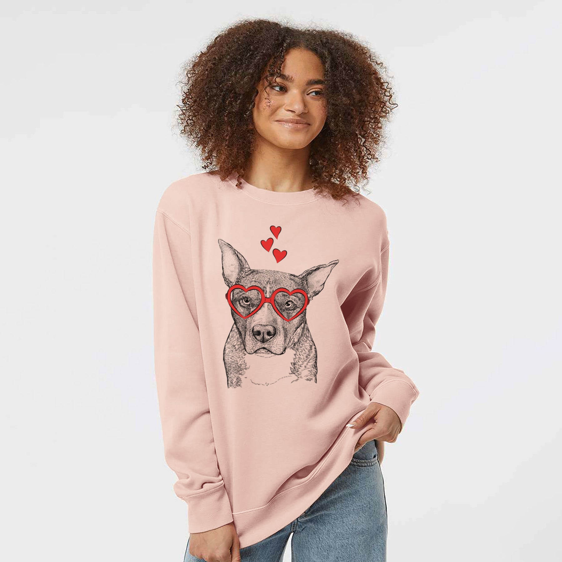 Valentine Mercy the Pitbull - Unisex Pigment Dyed Crew Sweatshirt