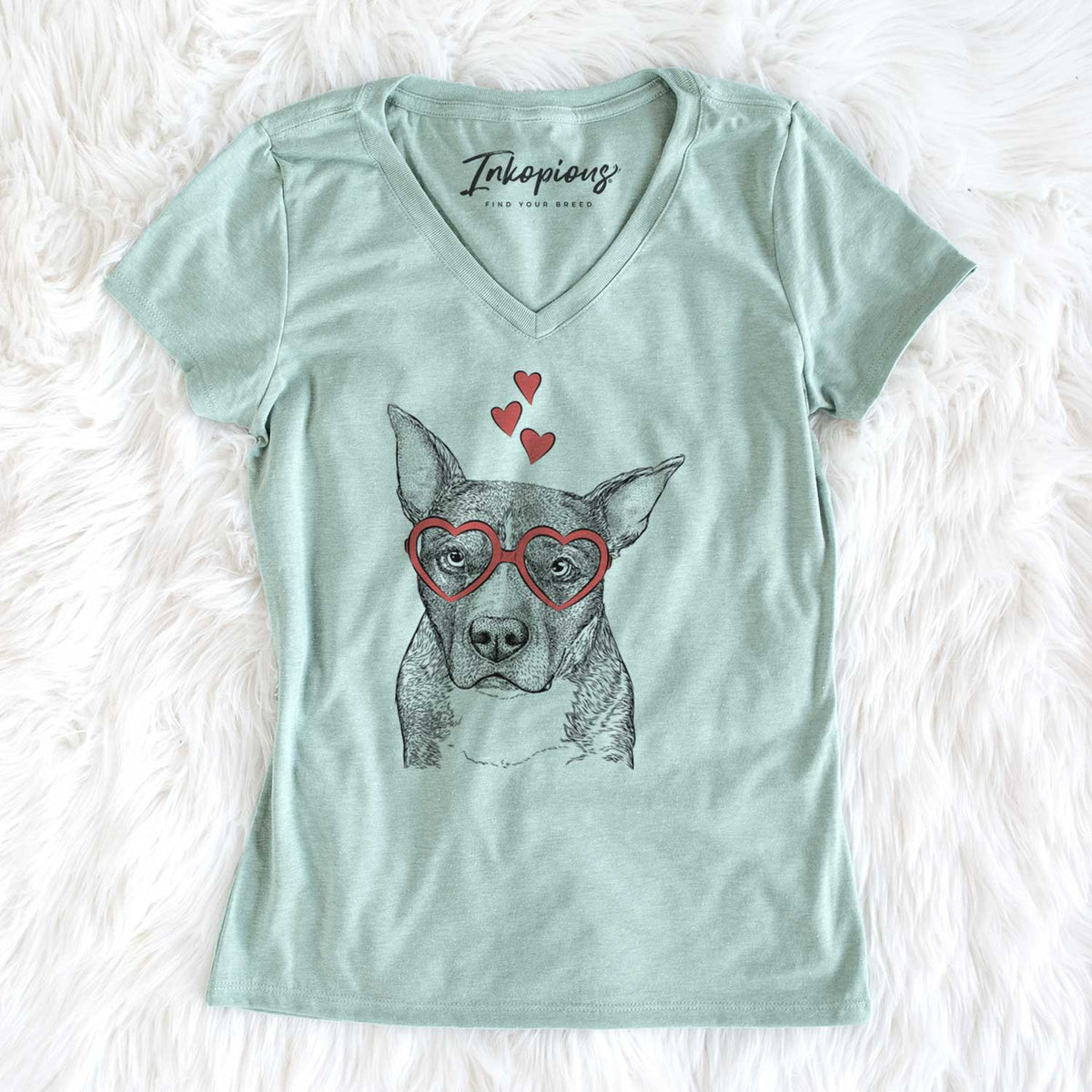 Valentine Mercy the Pitbull - Women's V-neck Shirt