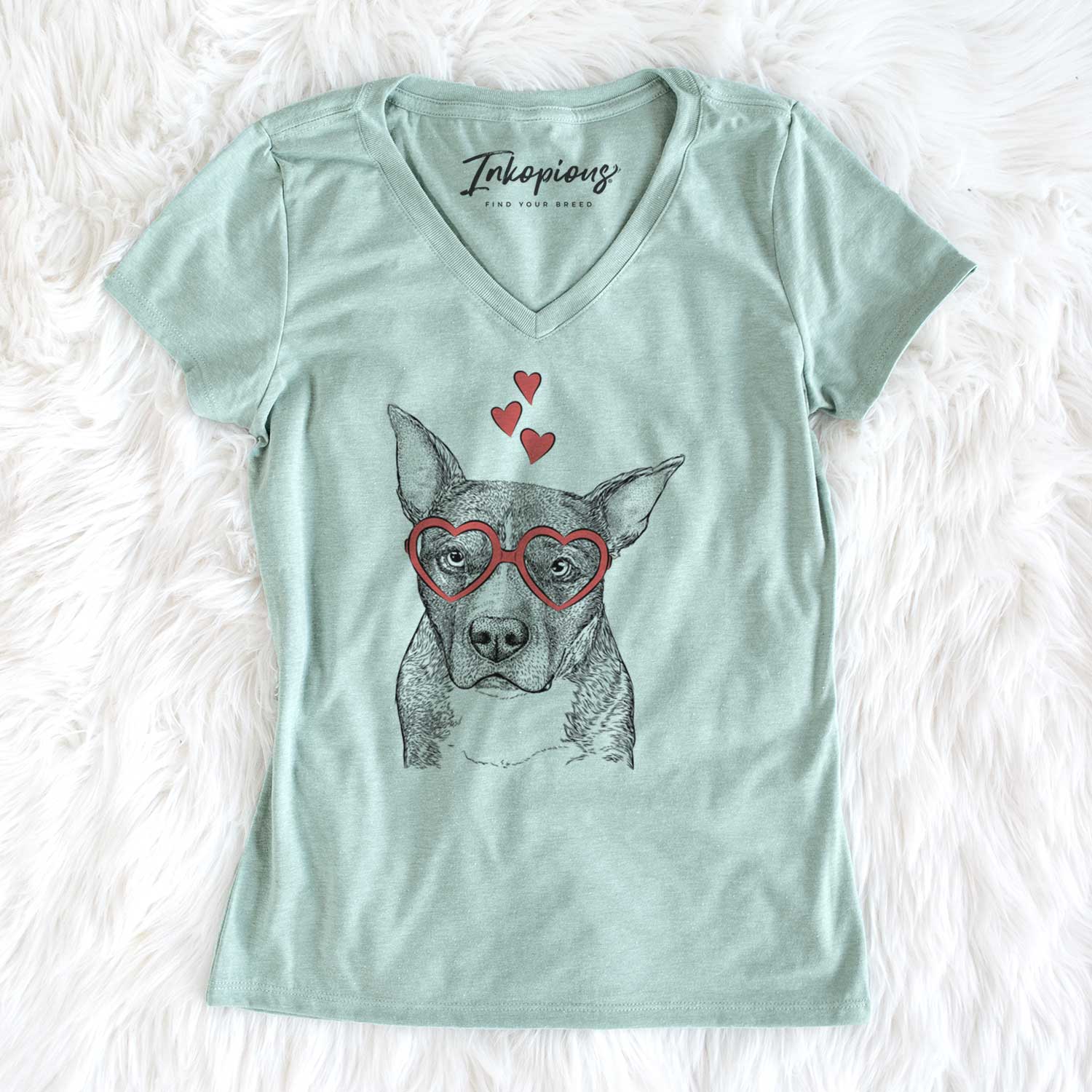 Valentine Mercy the Pitbull - Women's V-neck Shirt