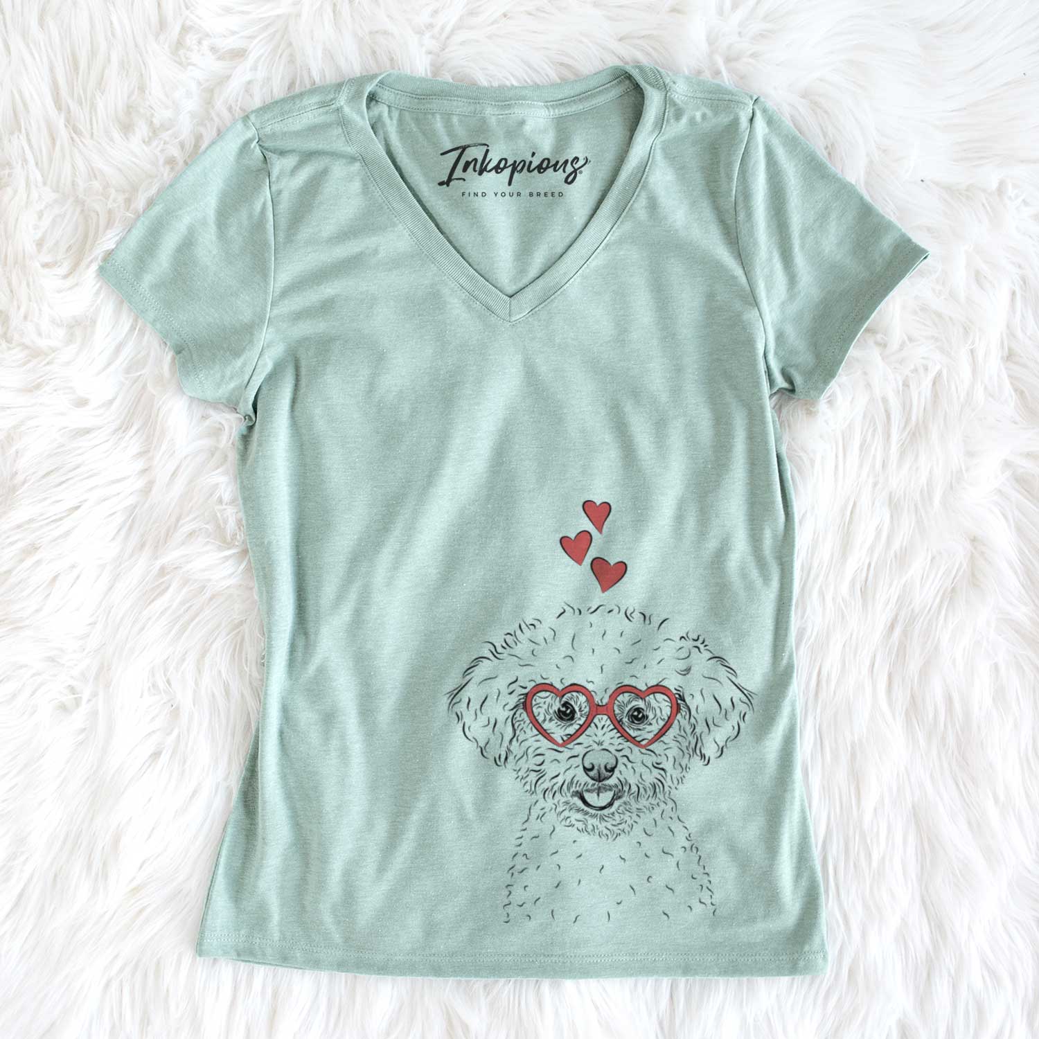 Valentine Mickey the Bichon Frise - Women's V-neck Shirt