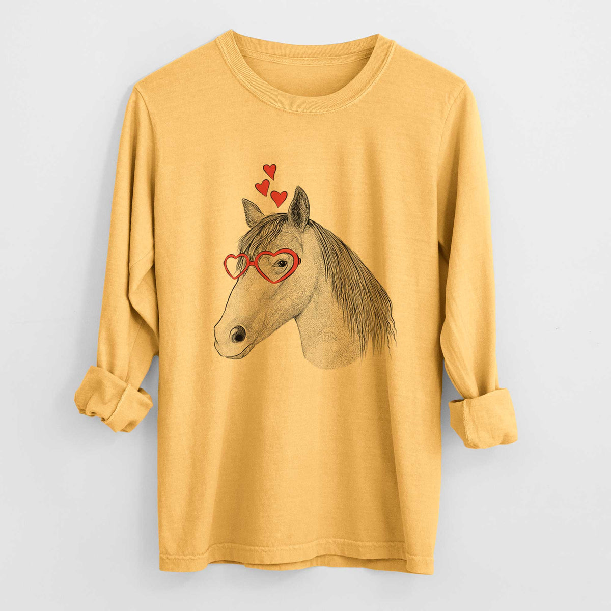 Valentine Midnight the Missouri Foxtrotter Horse - Heavyweight 100% Cotton Long Sleeve