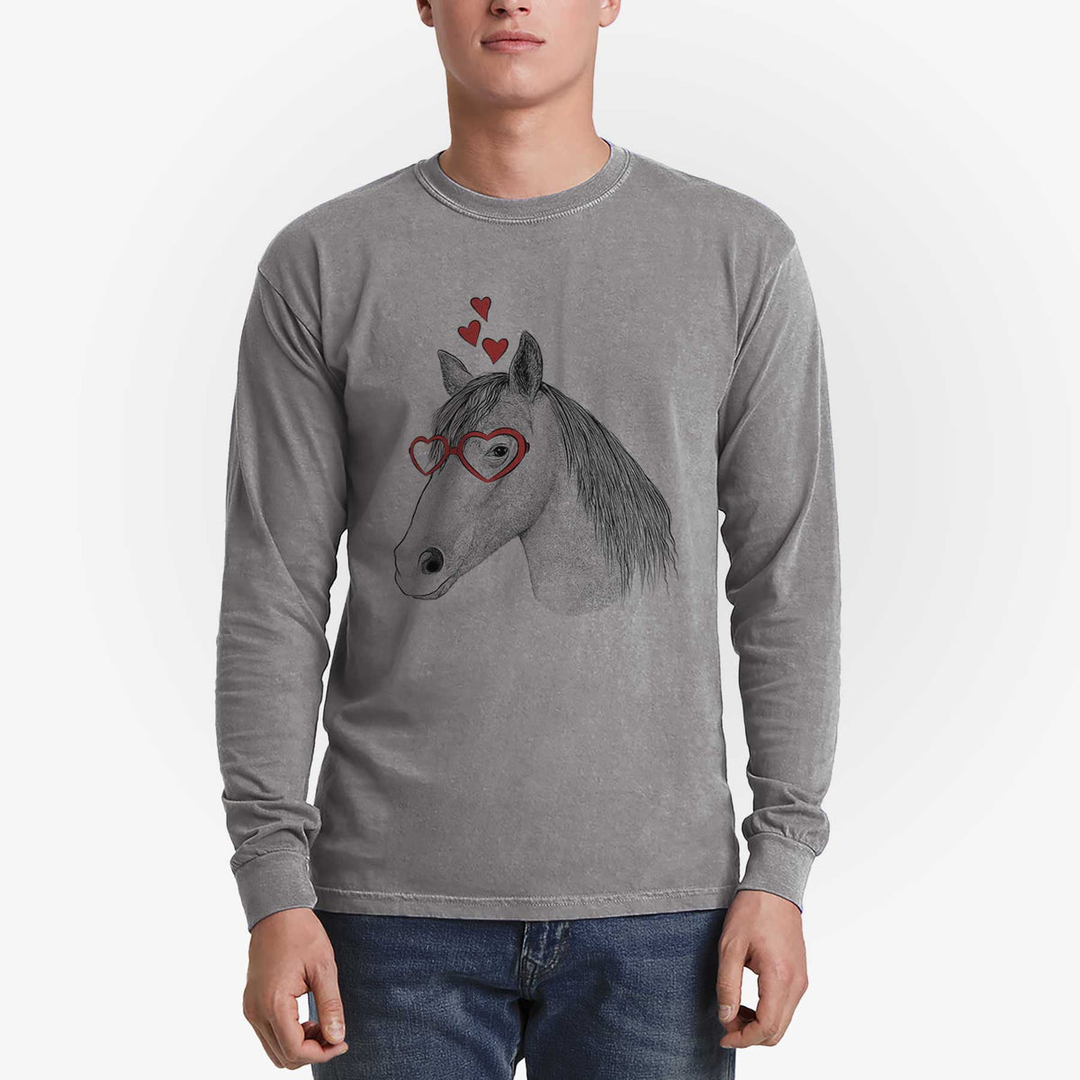Valentine Midnight the Missouri Foxtrotter Horse - Heavyweight 100% Cotton Long Sleeve