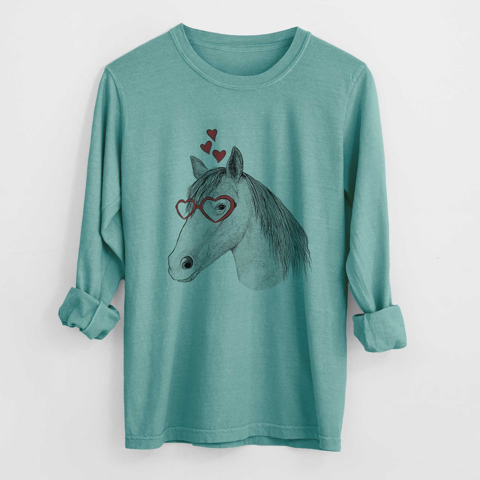 Valentine Midnight the Missouri Foxtrotter Horse - Heavyweight 100% Cotton Long Sleeve