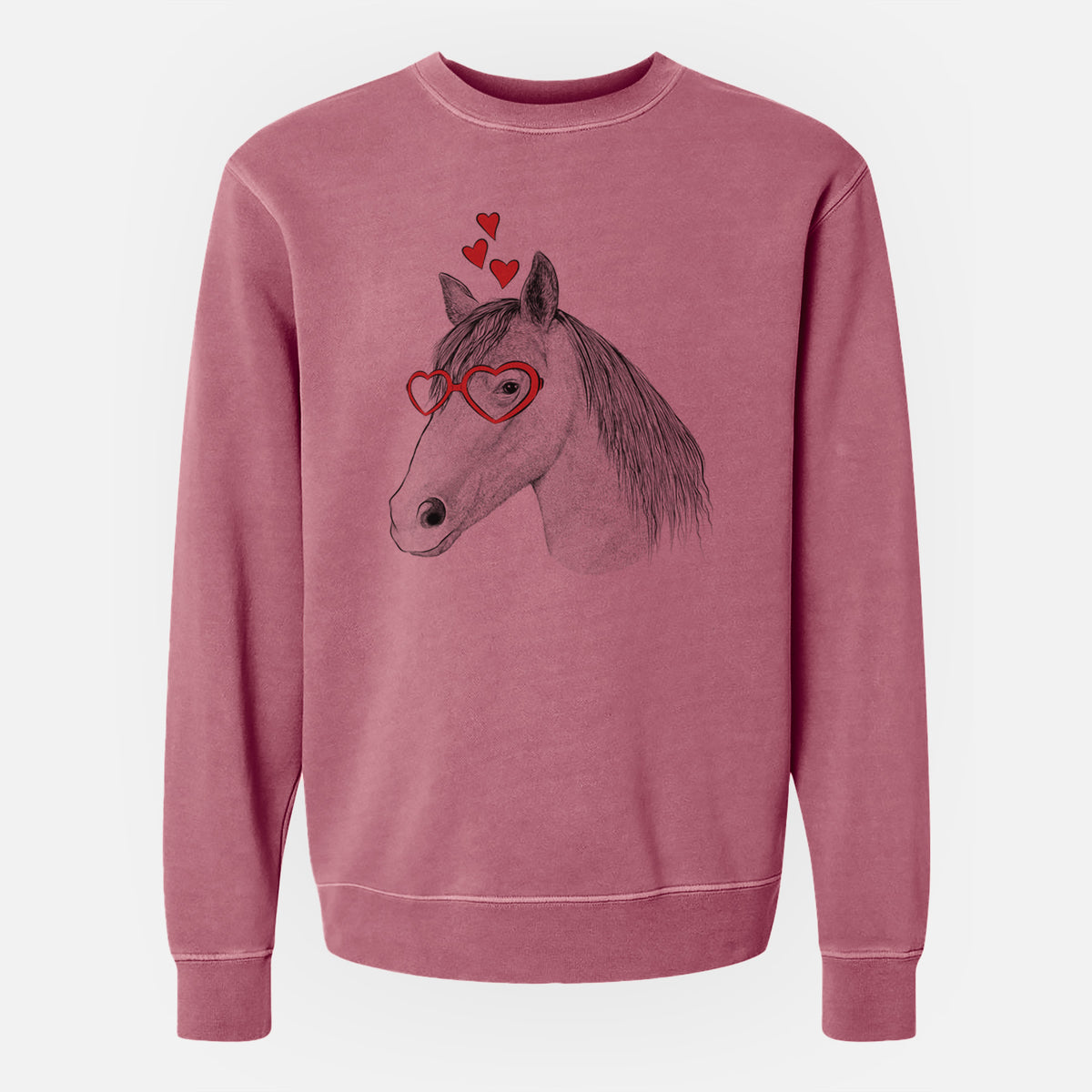 Valentine Midnight the Missouri Foxtrotter Horse - Unisex Pigment Dyed Crew Sweatshirt