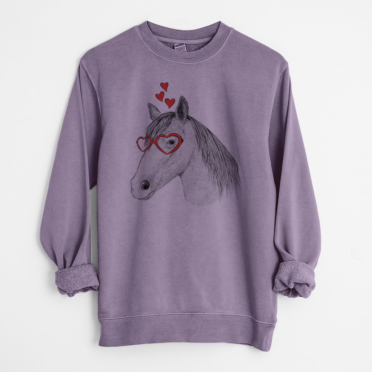 Valentine Midnight the Missouri Foxtrotter Horse - Unisex Pigment Dyed Crew Sweatshirt