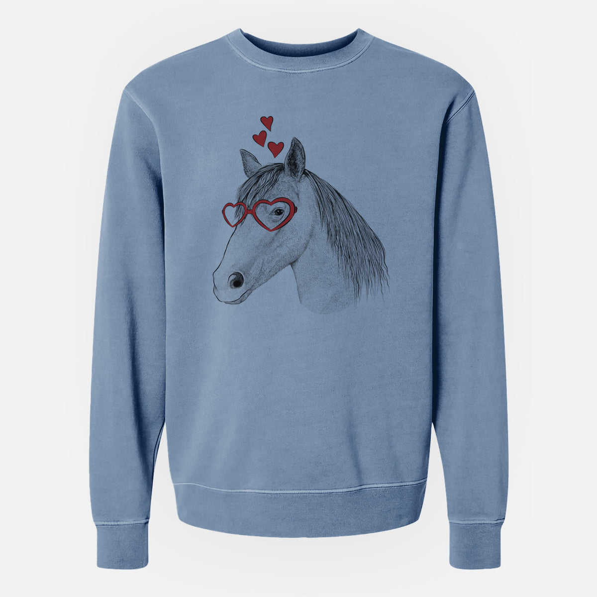 Valentine Midnight the Missouri Foxtrotter Horse - Unisex Pigment Dyed Crew Sweatshirt