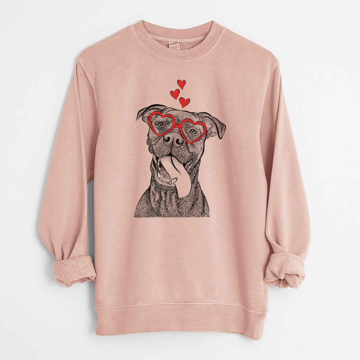Valentine Mikey the Boxador - Unisex Pigment Dyed Crew Sweatshirt