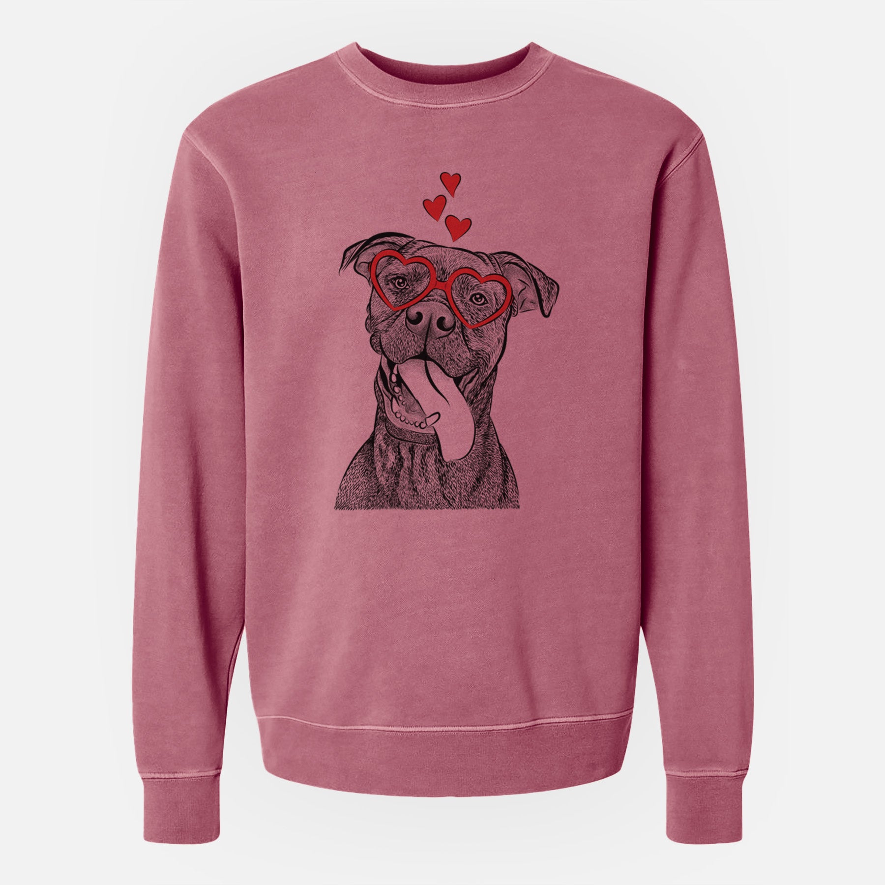 Valentine Mikey the Boxador - Unisex Pigment Dyed Crew Sweatshirt